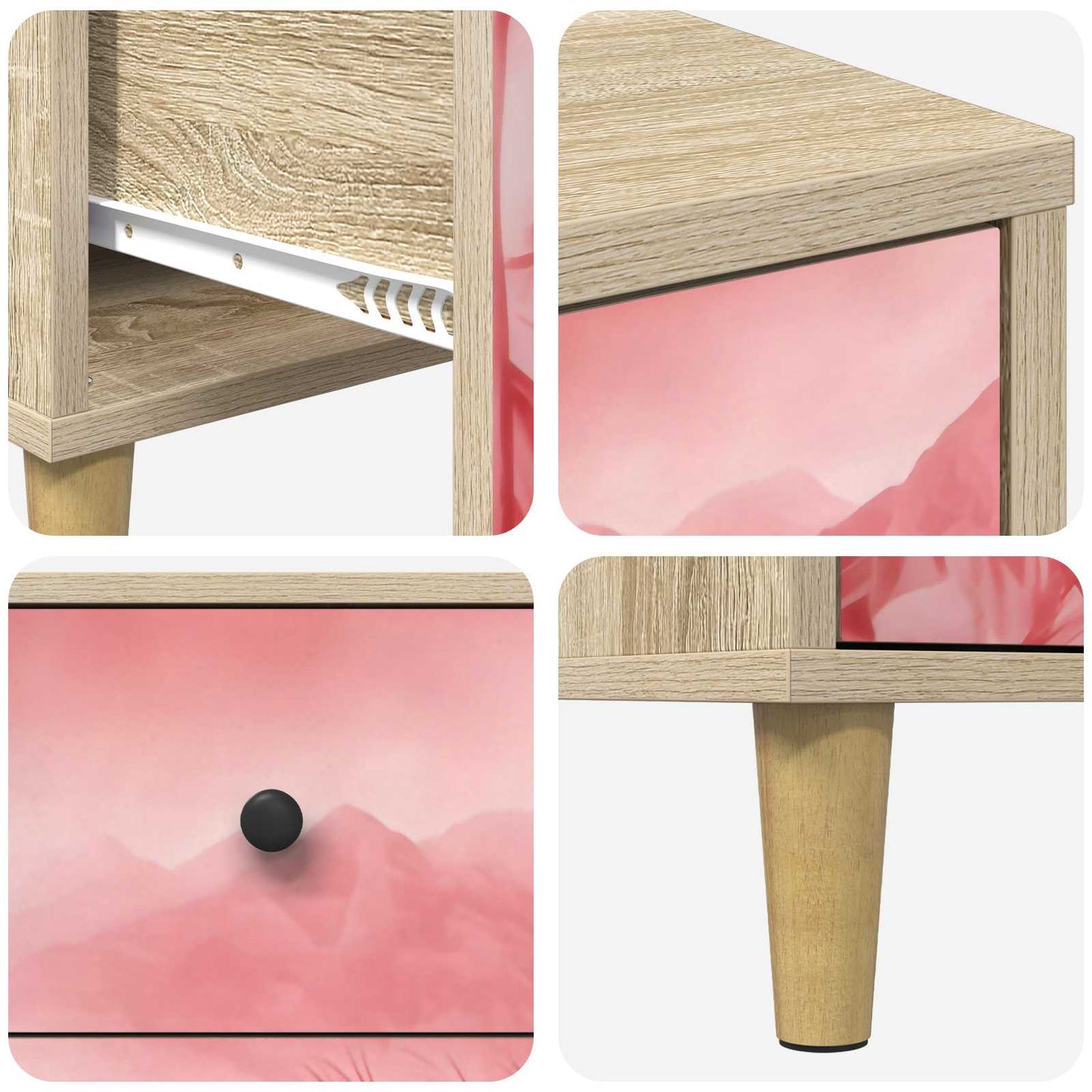 Nattbordskap AACHEN 2 stk. Sonoma eik 36 x 33 x 60 cm