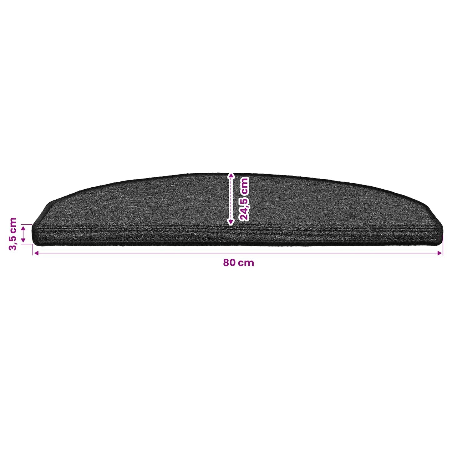 Selvlimende trappematter 15 pcs Antrasitt 80 x 24,5 x 3,5 cm