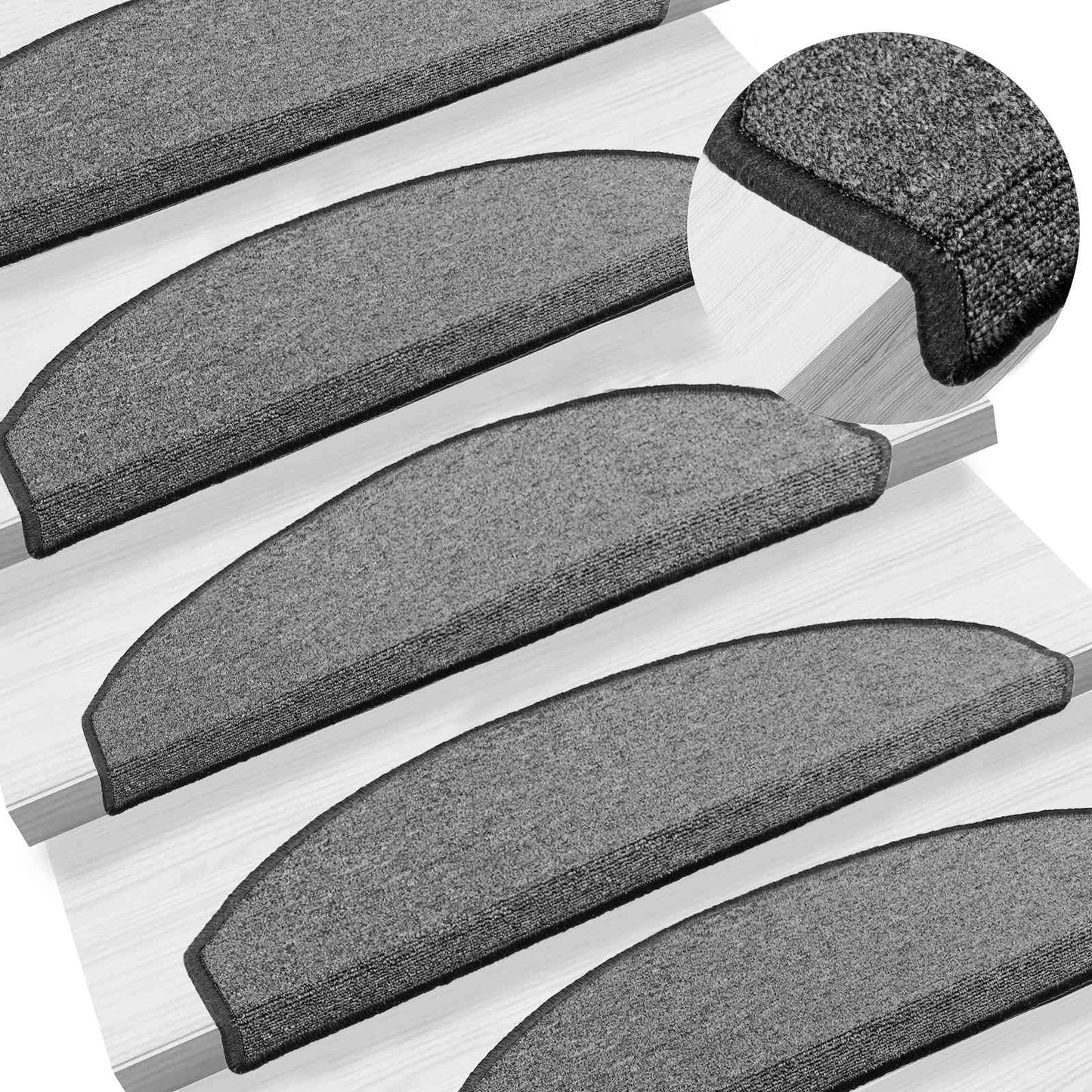 Selvlimende trappematter 15 pcs Mørkegrå 80 x 24,5 x 3,5 cm