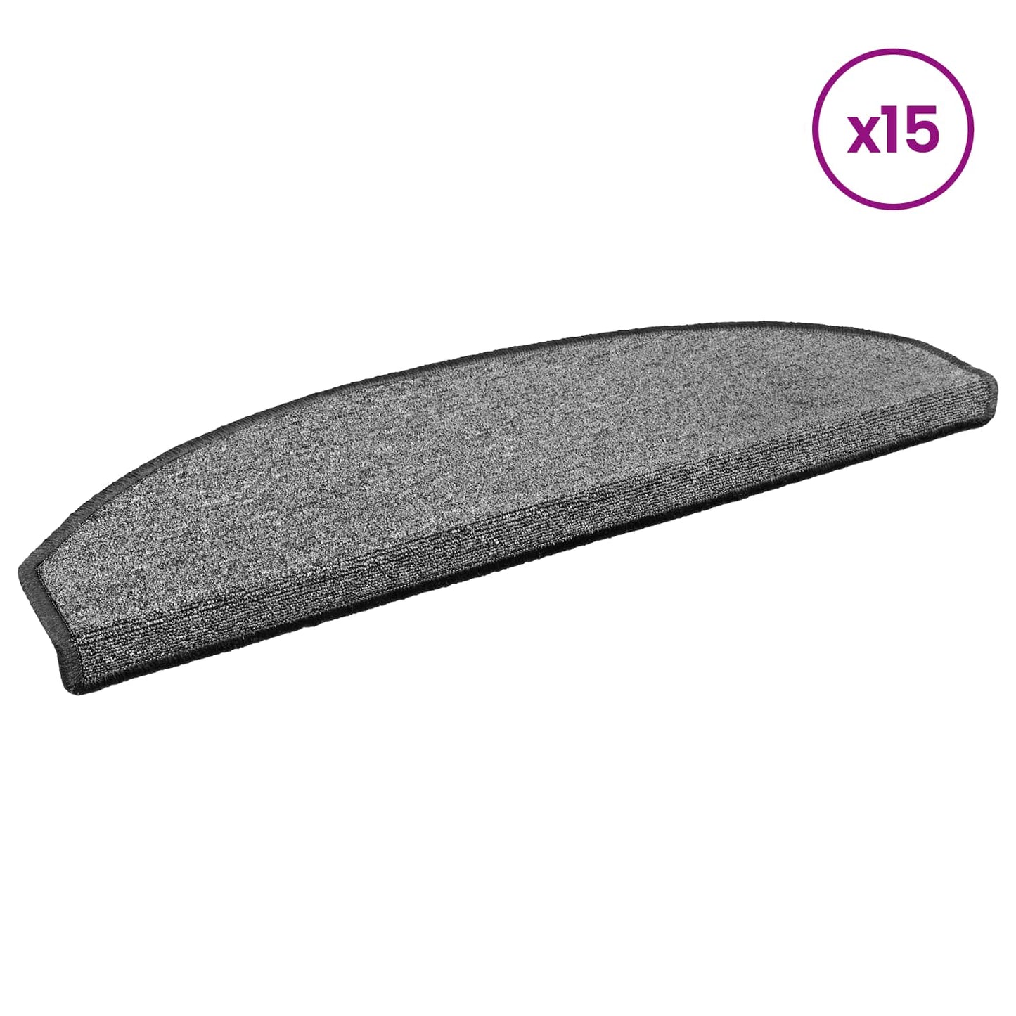 Selvlimende trappematter 15 pcs Mørkegrå 80 x 24,5 x 3,5 cm