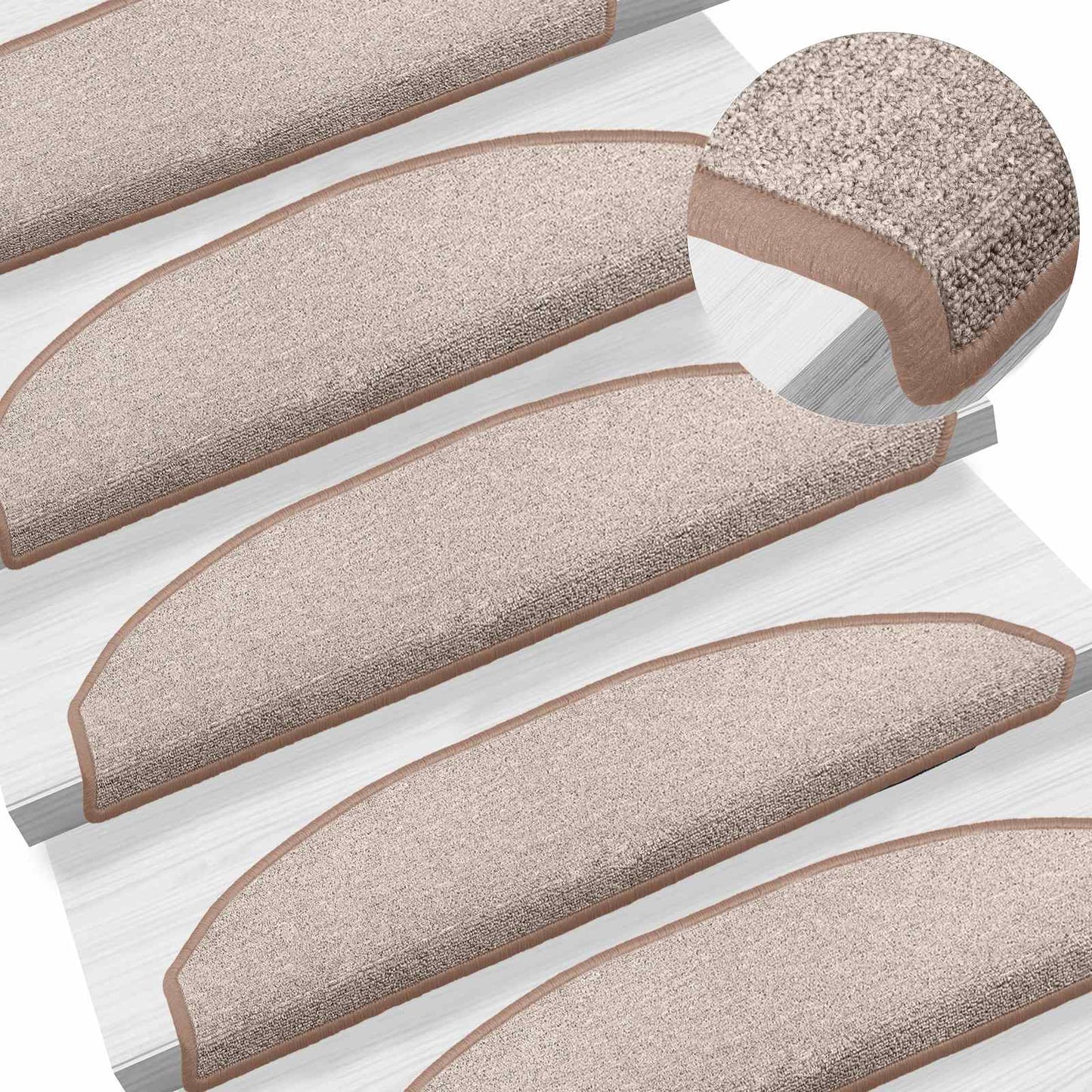 Selvlimende trappematter 15 pcs Lys Brun 80 x 24,5 x 3,5 cm