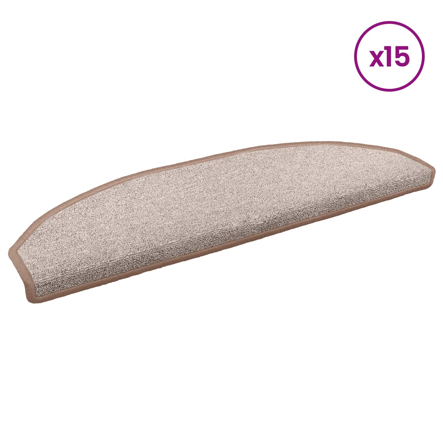 Selvlimende trappematter 15 pcs Lys Brun 80 x 24,5 x 3,5 cm