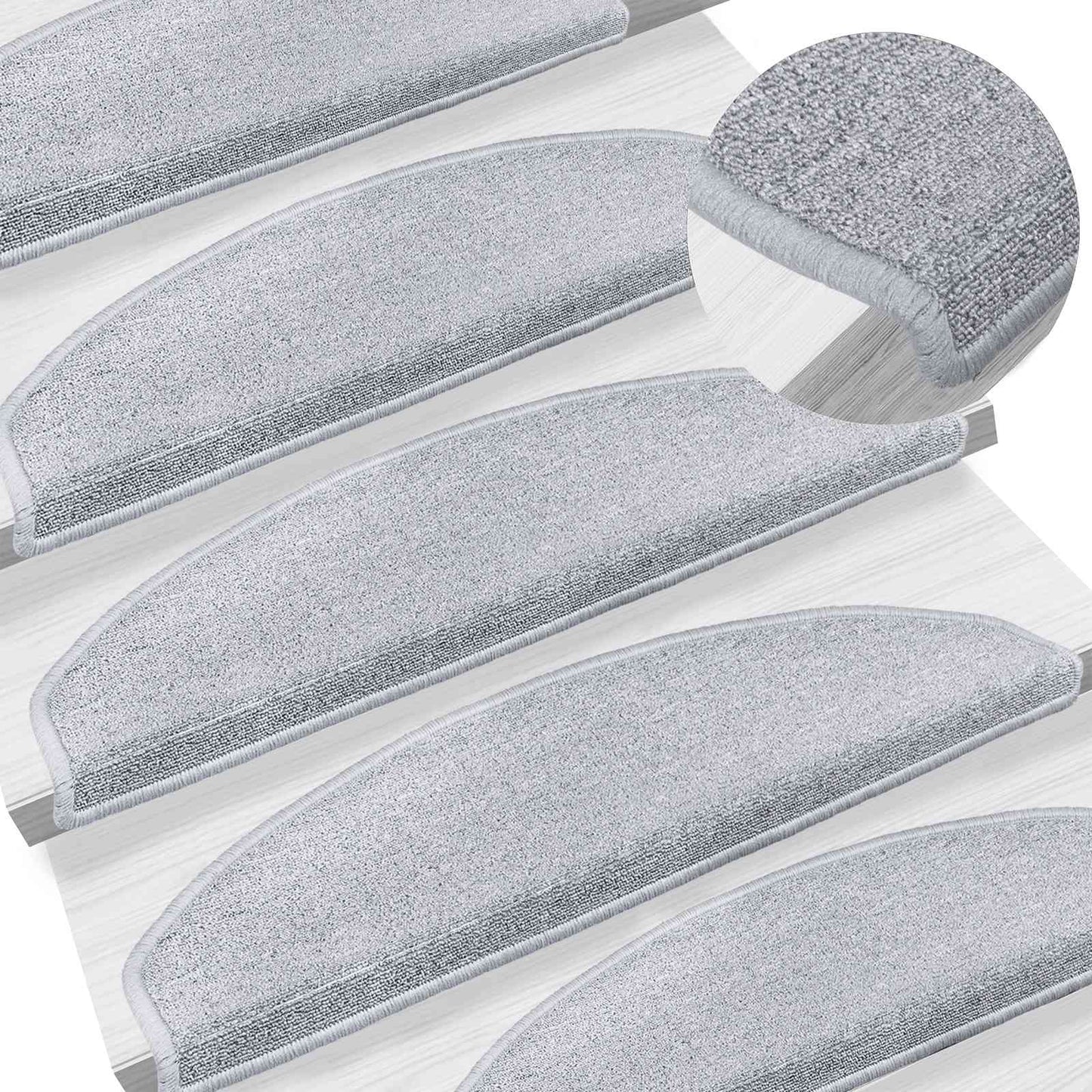 Selvlimende trappematter 15 pcs Lysegrå 80 x 24,5 x 3,5 cm