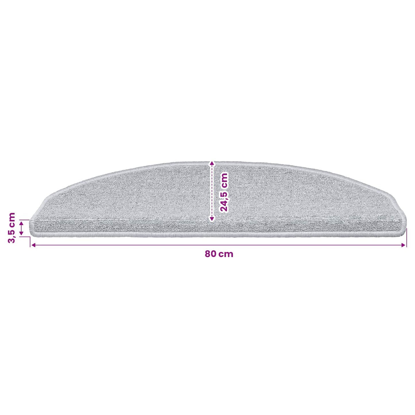Selvlimende trappematter 15 pcs Lysegrå 80 x 24,5 x 3,5 cm