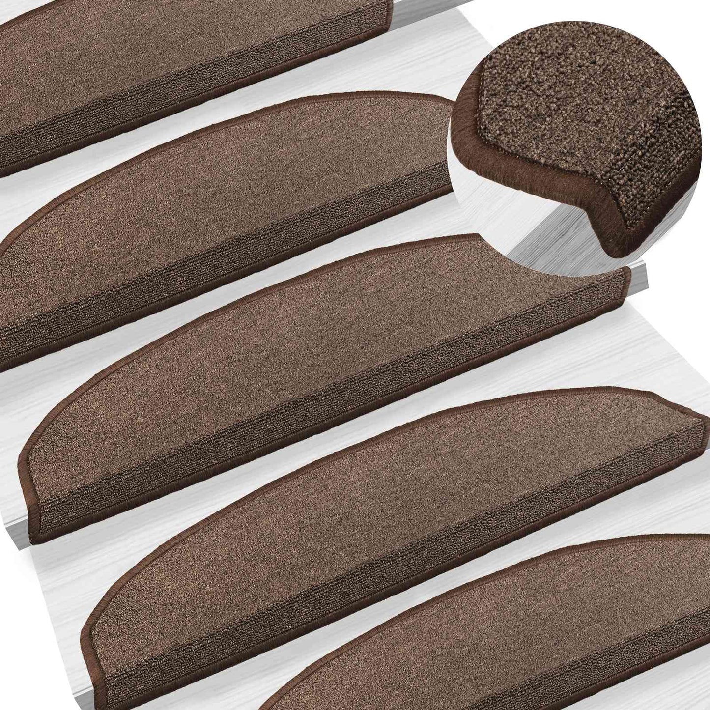 Selvlimende trappematter 15 pcs Kaffebrun 80 x 24,5 x 3,5 cm