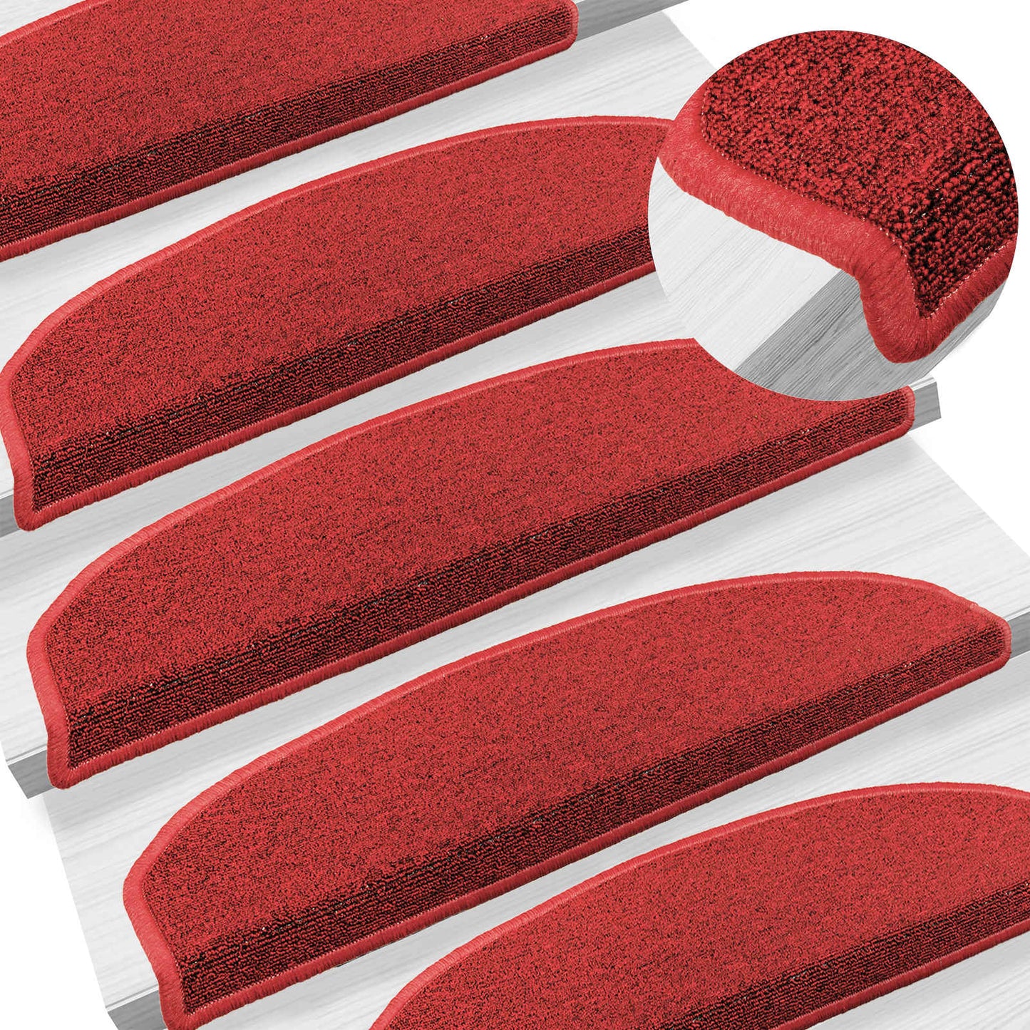 Selvlimende trappematter 15 pcs Rød 80 x 24,5 x 3,5 cm
