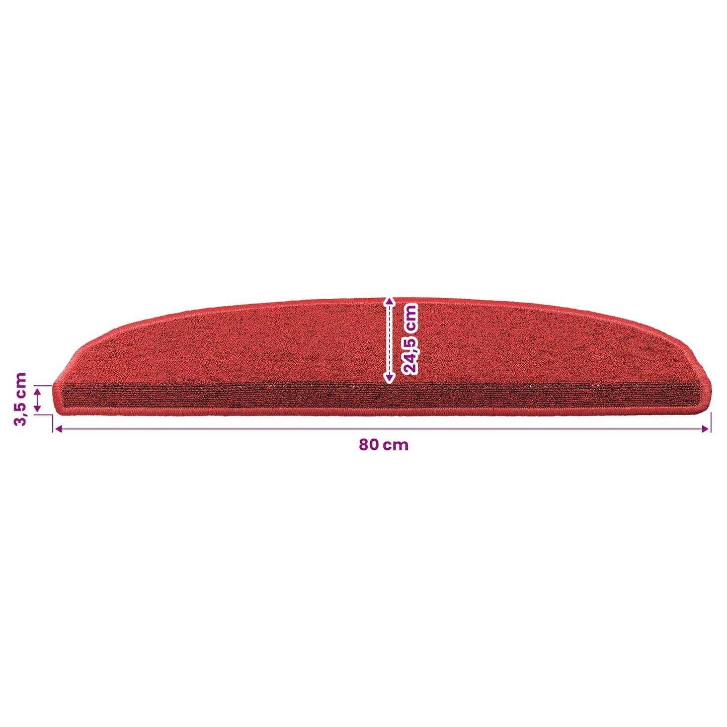 Selvlimende trappematter 15 pcs Rød 80 x 24,5 x 3,5 cm