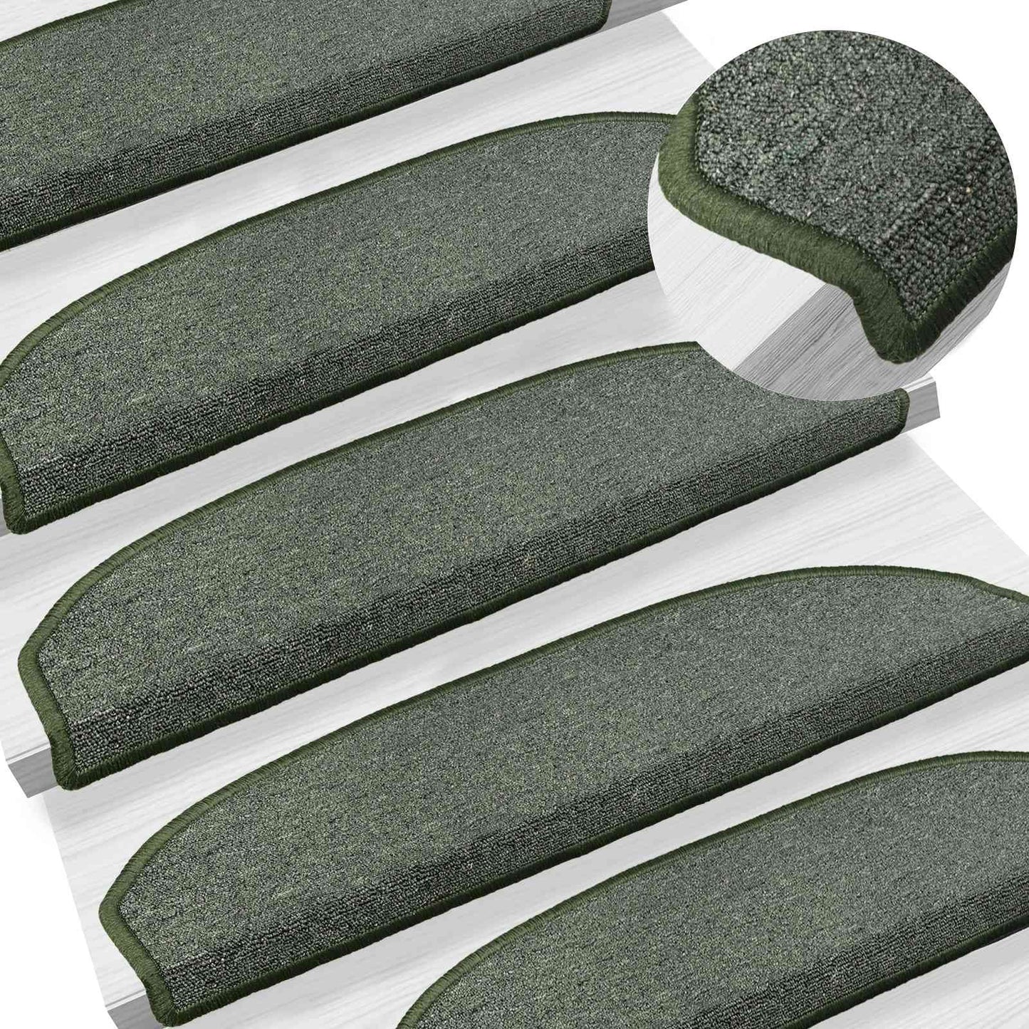Selvlimende trappematter 15 pcs Mørkegrønn 80 x 24,5 x 3,5 cm