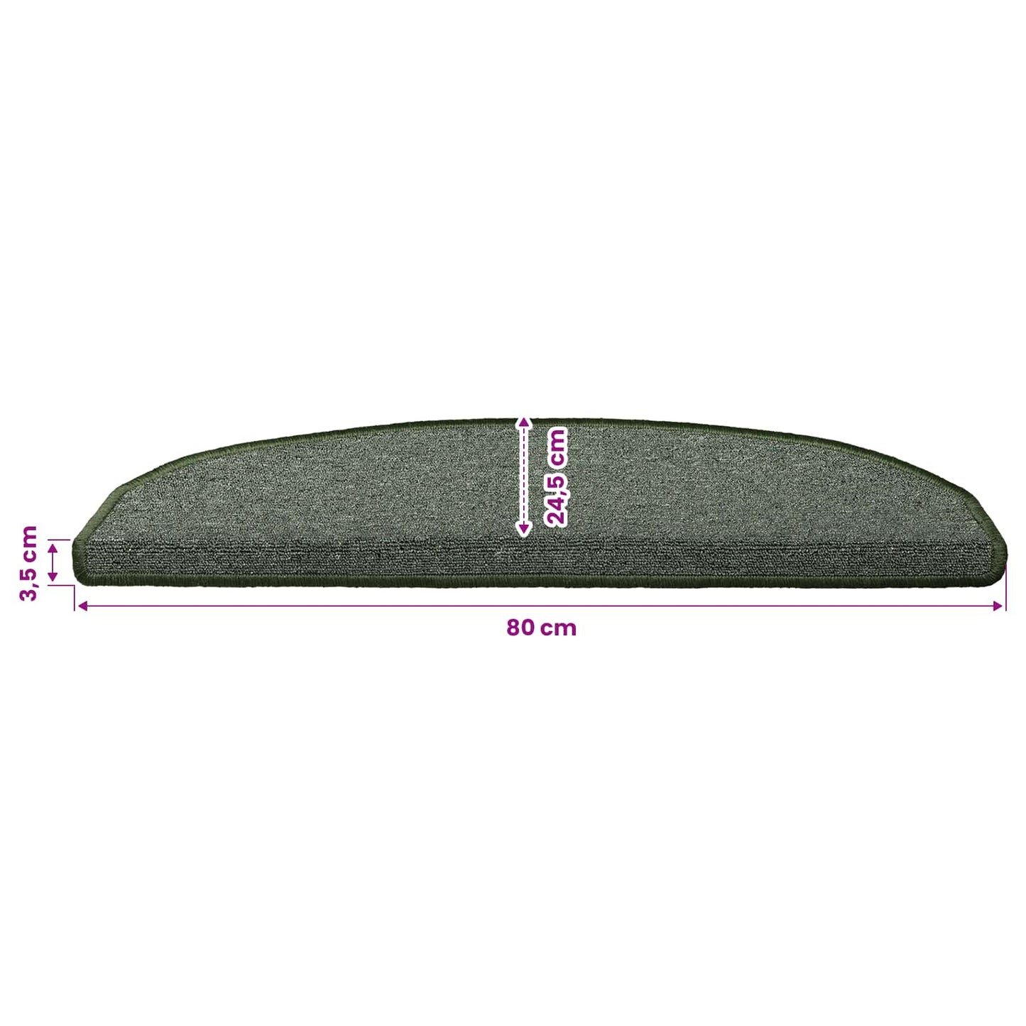 Selvlimende trappematter 15 pcs Mørkegrønn 80 x 24,5 x 3,5 cm