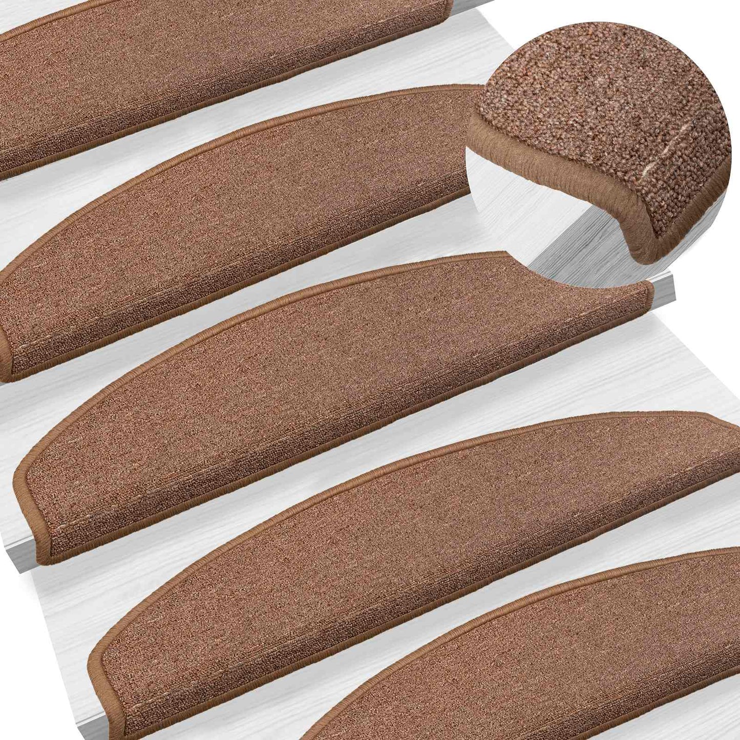 Selvlimende trappematter 15 pcs Brun 80 x 24,5 x 3,5 cm