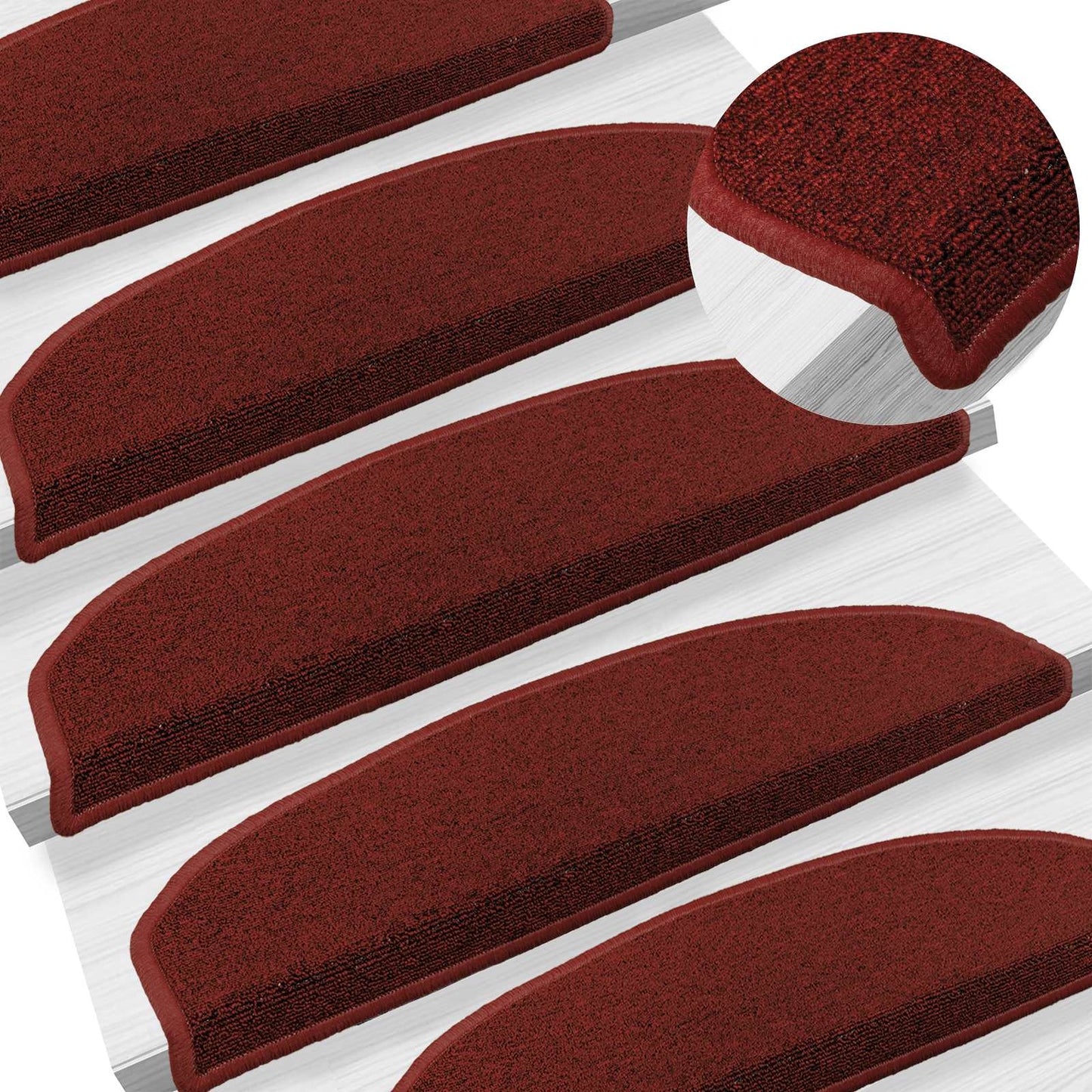 Selvlimende trappematter 15 pcs Bordeaux Rød 80 x 24,5 x 3,5 cm