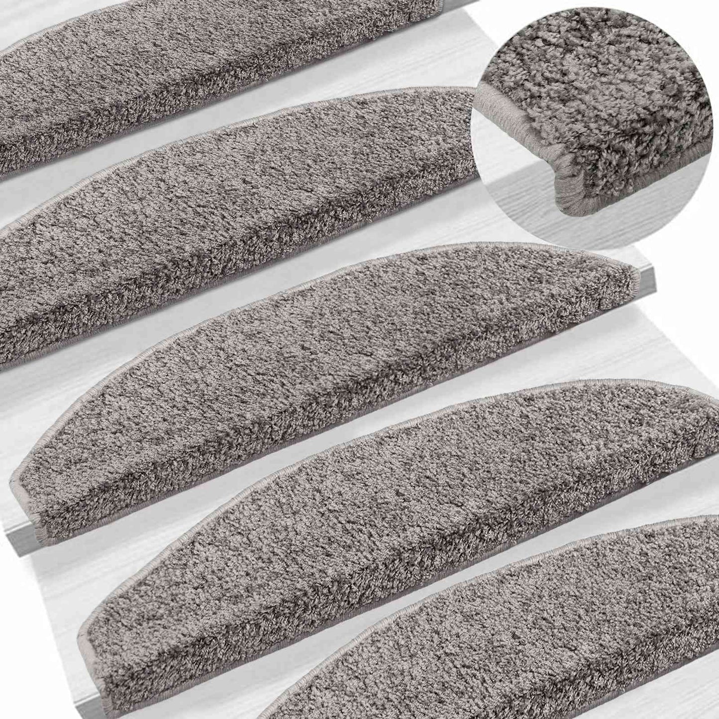 Selvlimende trappematter 15 pcs Grå 80 x 24,5 x 3,5 cm