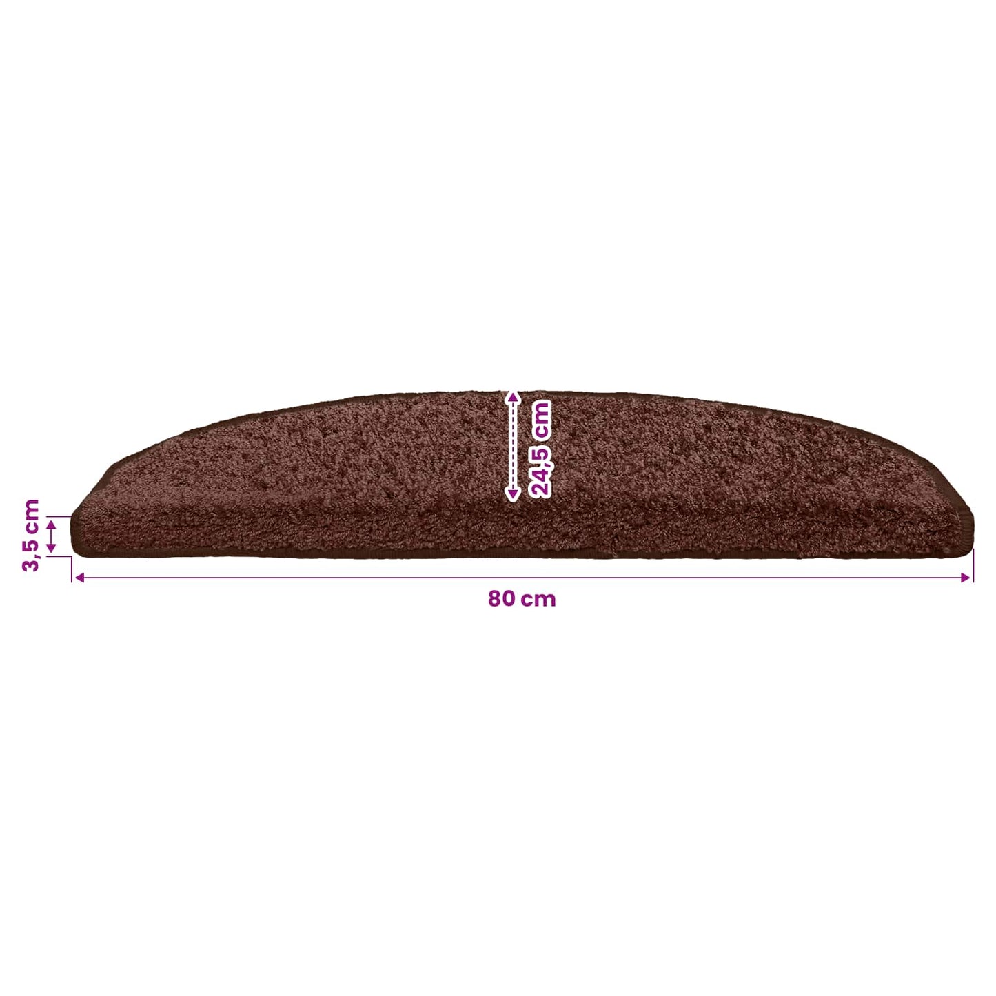 Selvlimende trappematter 15 pcs Brun 80 x 24,5 x 3,5 cm
