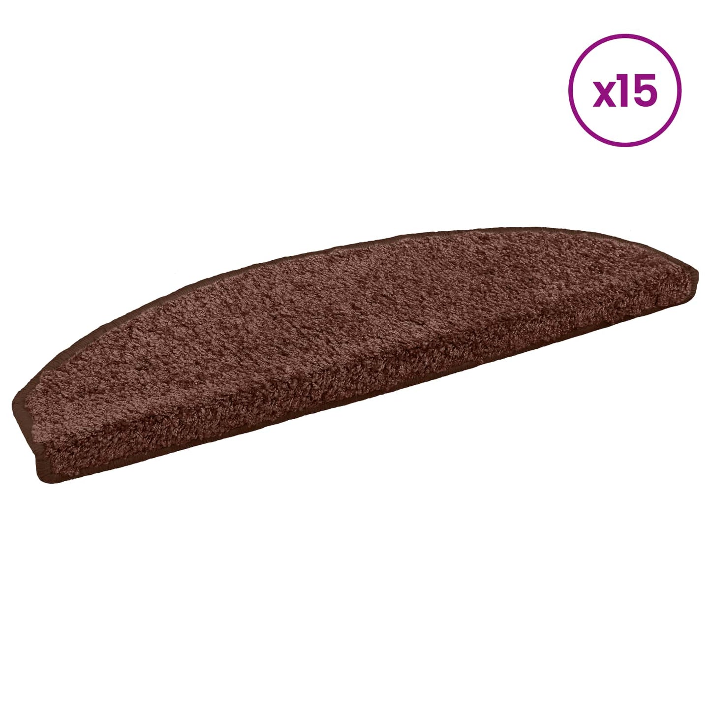 Selvlimende trappematter 15 pcs Brun 80 x 24,5 x 3,5 cm