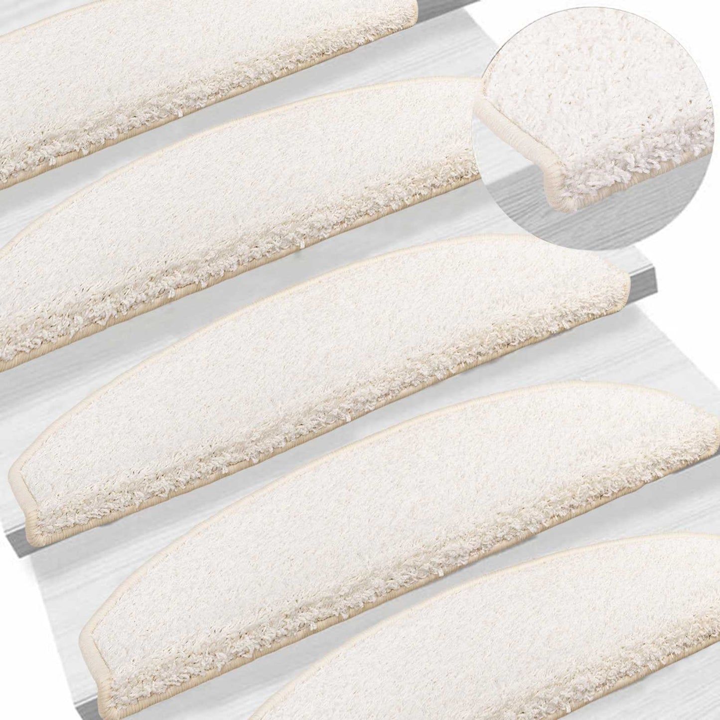 Selvlimende trappematter 15 pcs Hvit 80 x 24,5 x 3,5 cm