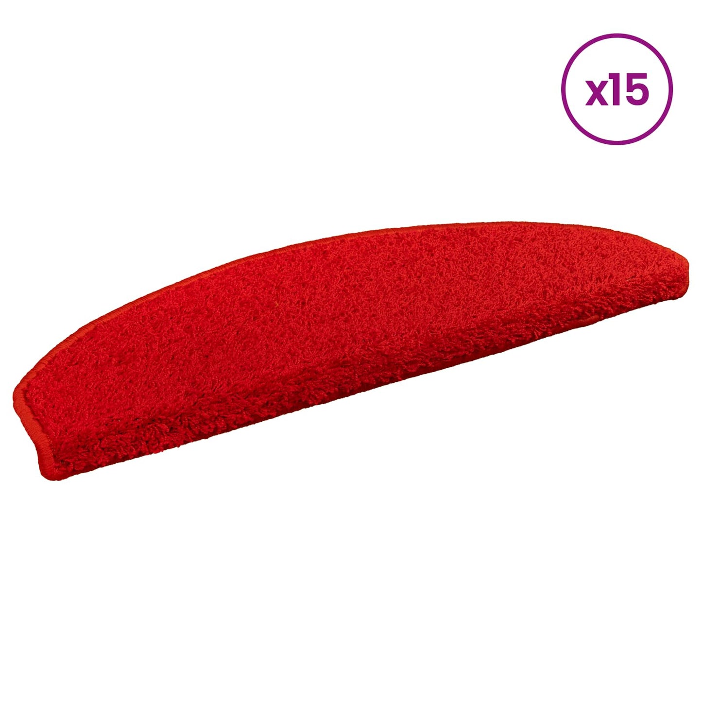 Selvlimende trappematter 15 pcs Rød 80 x 24,5 x 3,5 cm