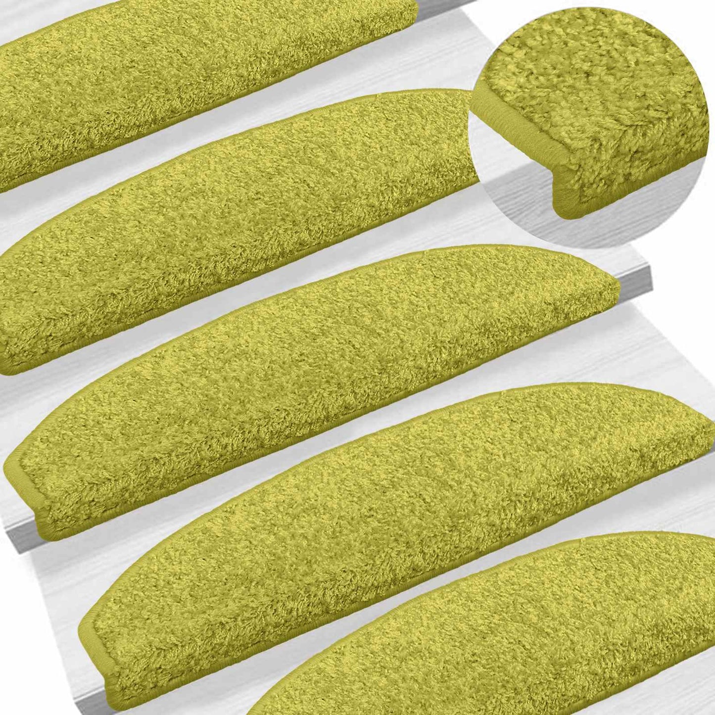 Selvlimende trappematter 15 pcs Grønn 80 x 24,5 x 3,5 cm