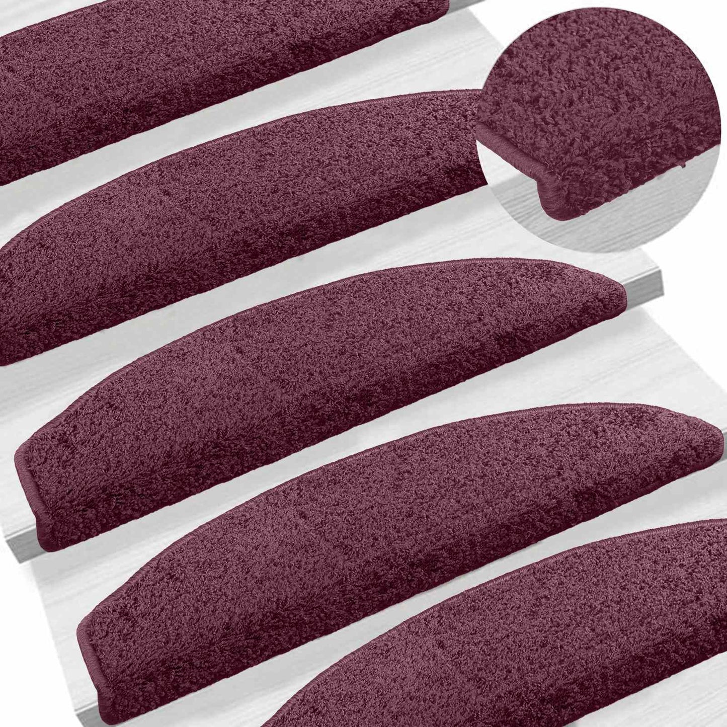 Selvlimende trappematter 15 pcs Mørk lilla 80 x 24,5 x 3,5 cm