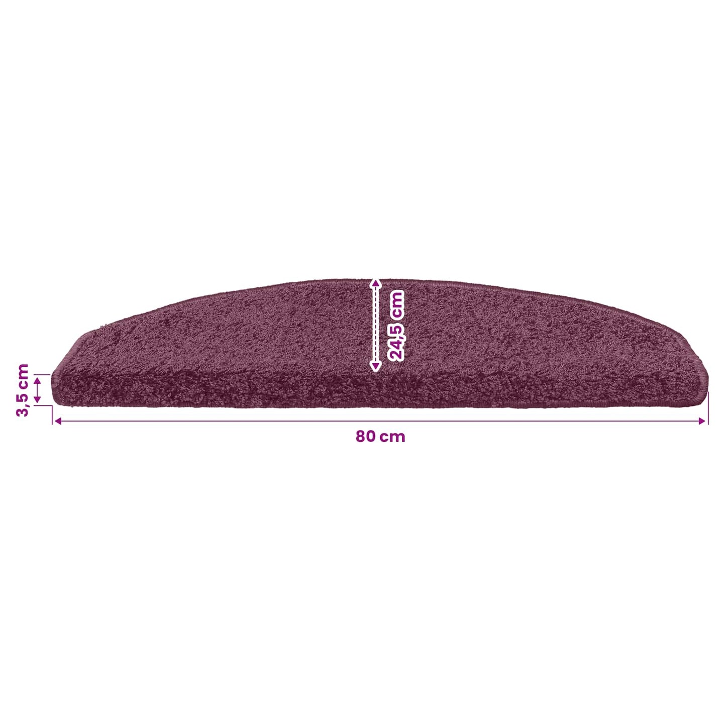 Selvlimende trappematter 15 pcs Mørk lilla 80 x 24,5 x 3,5 cm