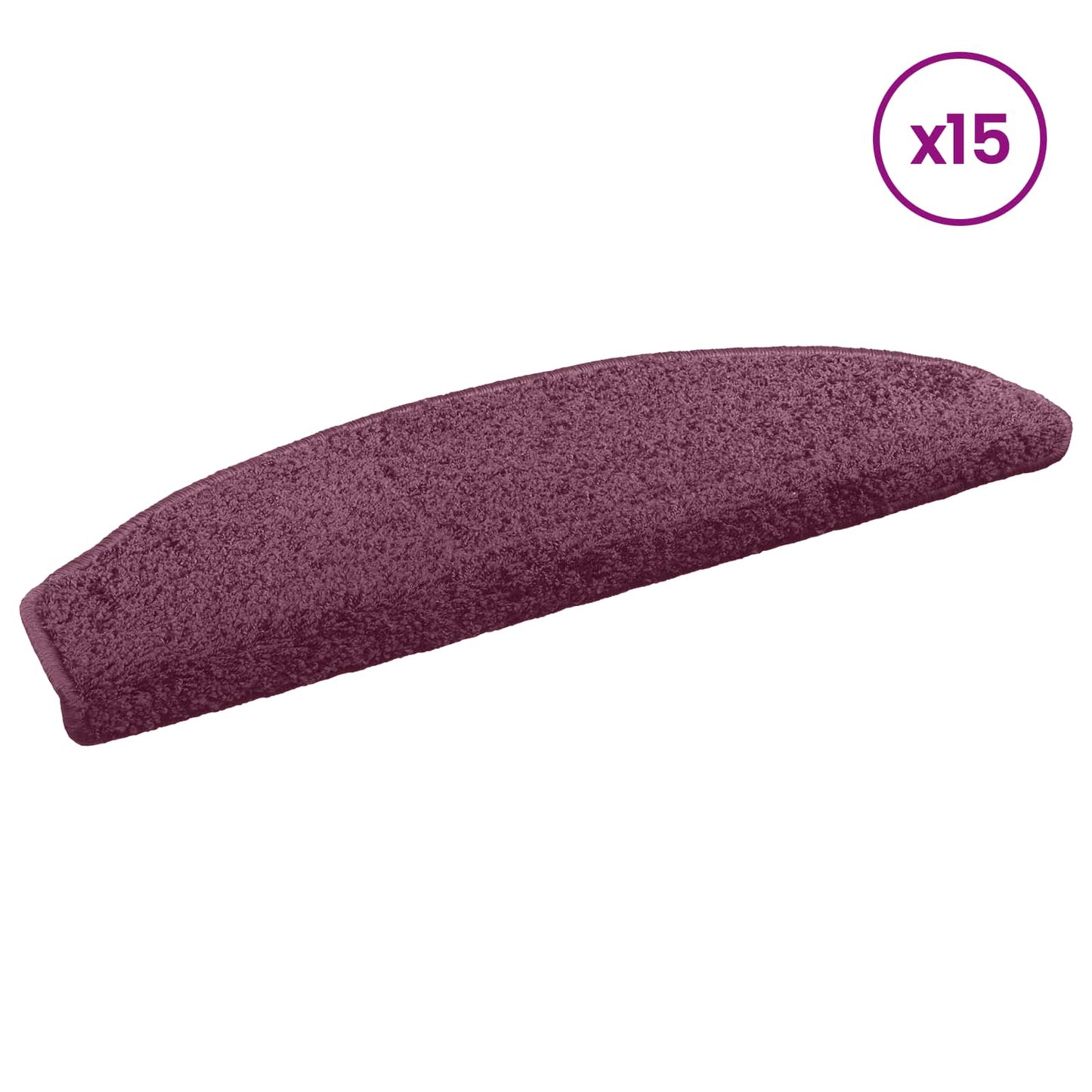 Selvlimende trappematter 15 pcs Mørk lilla 80 x 24,5 x 3,5 cm
