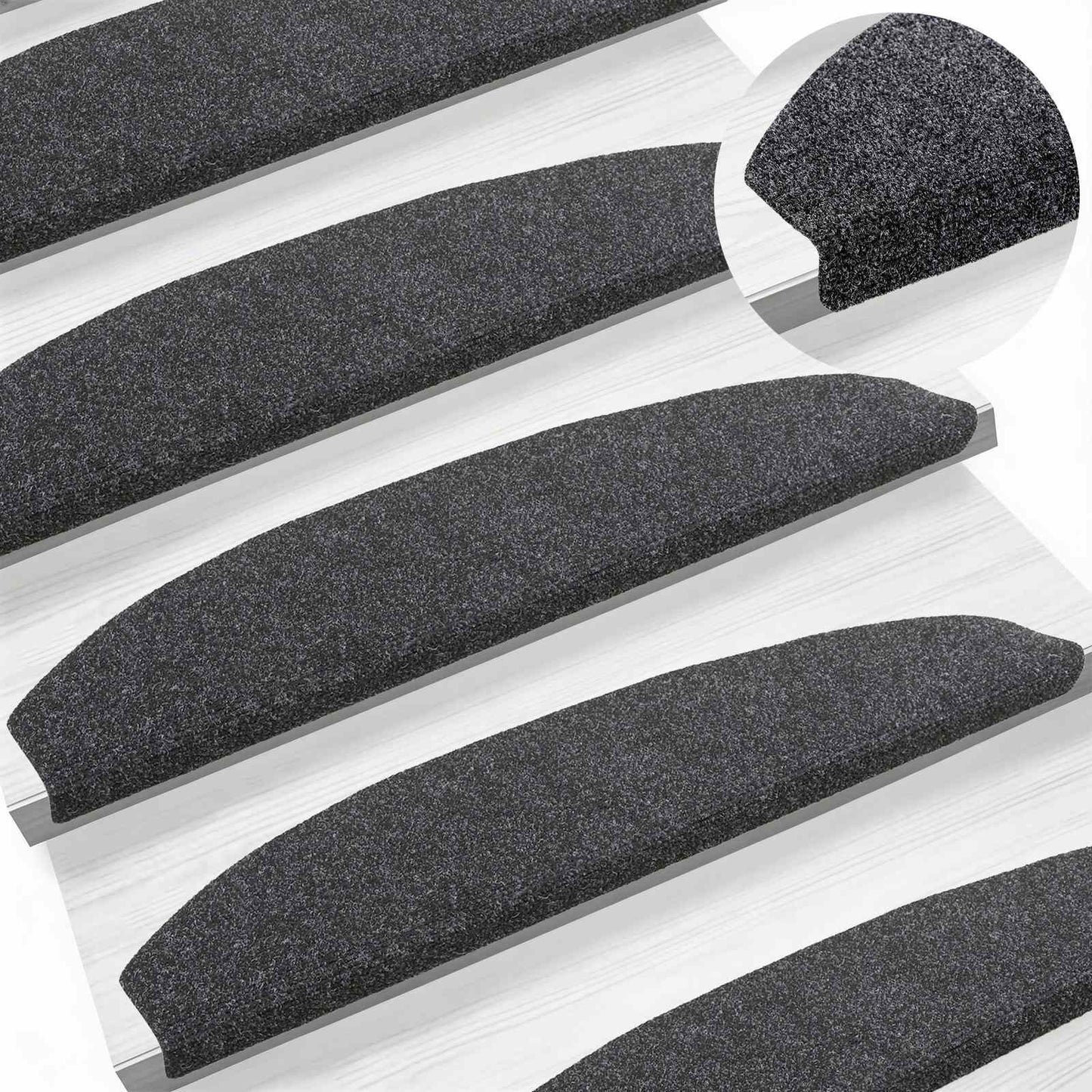 Selvlimende trappematter 15 pcs Mørkegrå 80 x 24,5 x 3,5 cm