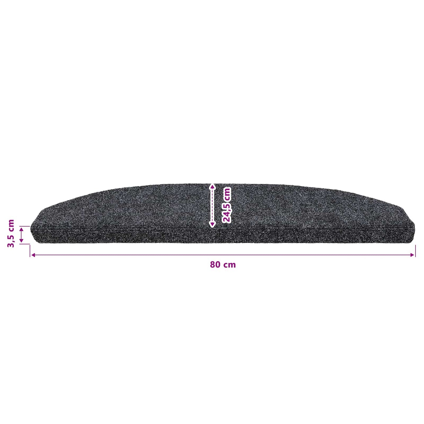 Selvlimende trappematter 15 pcs Mørkegrå 80 x 24,5 x 3,5 cm