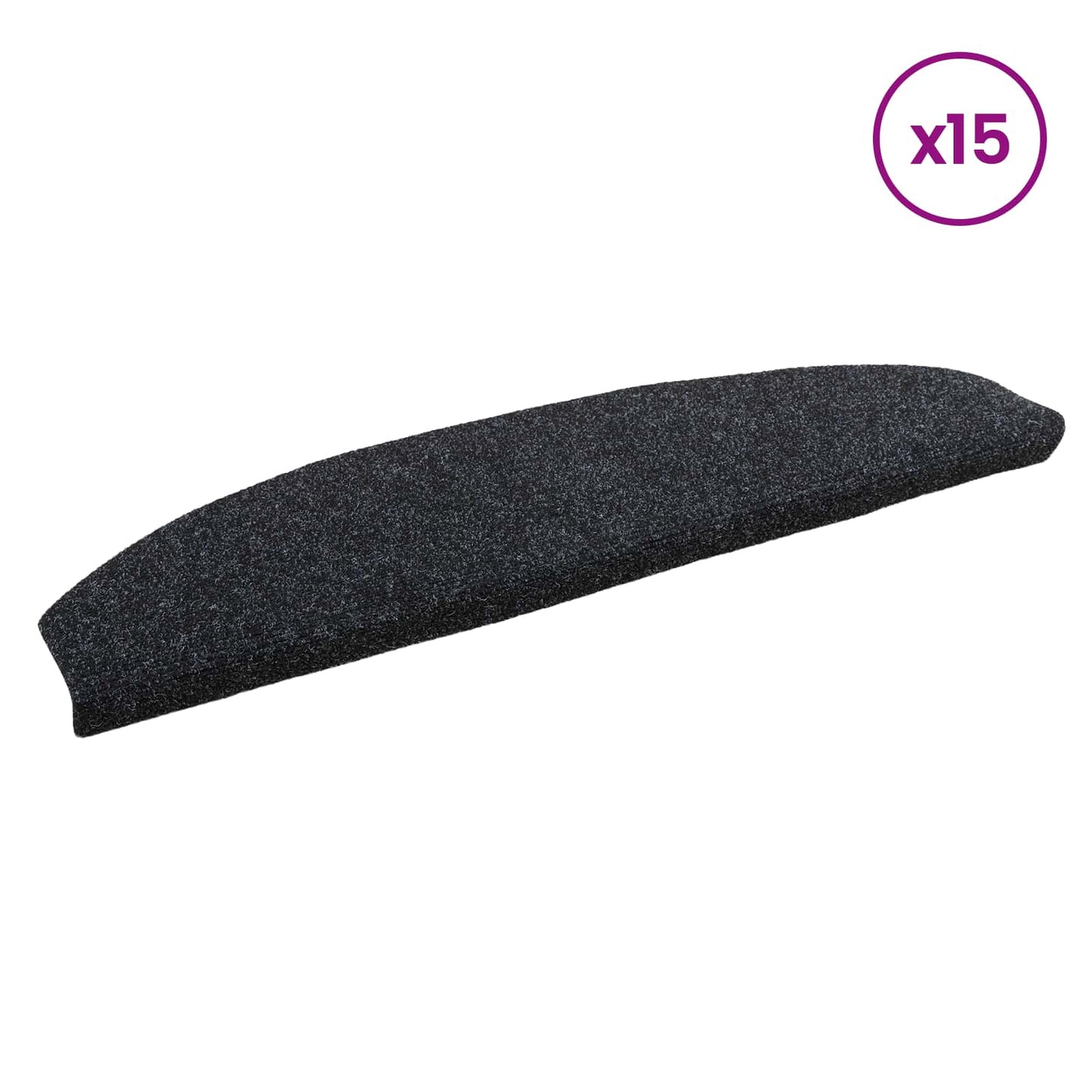 Selvlimende trappematter 15 pcs Svart 80 x 24,5 x 3,5 cm