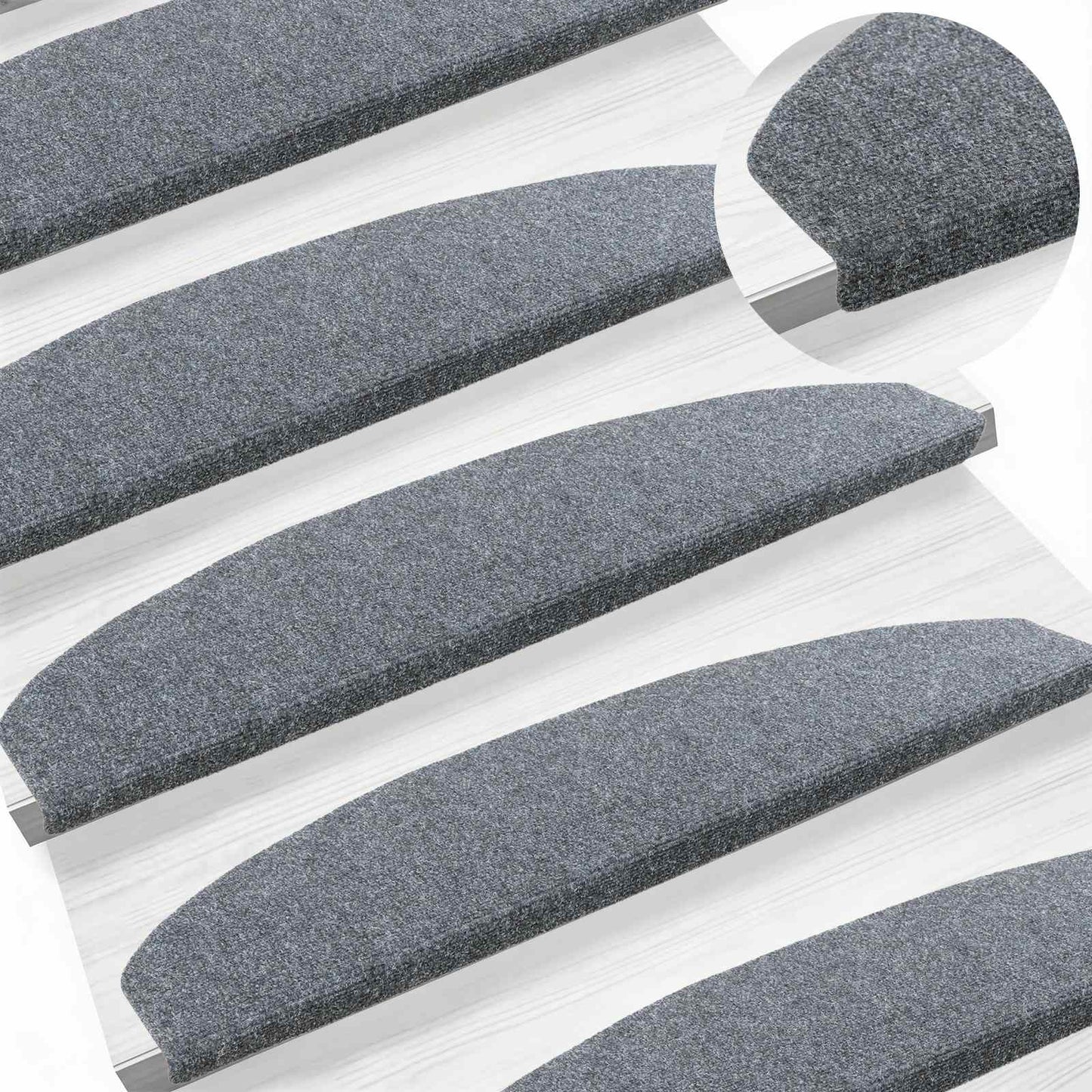 Selvlimende trappematter 15 pcs Lysegrå 80 x 24,5 x 3,5 cm