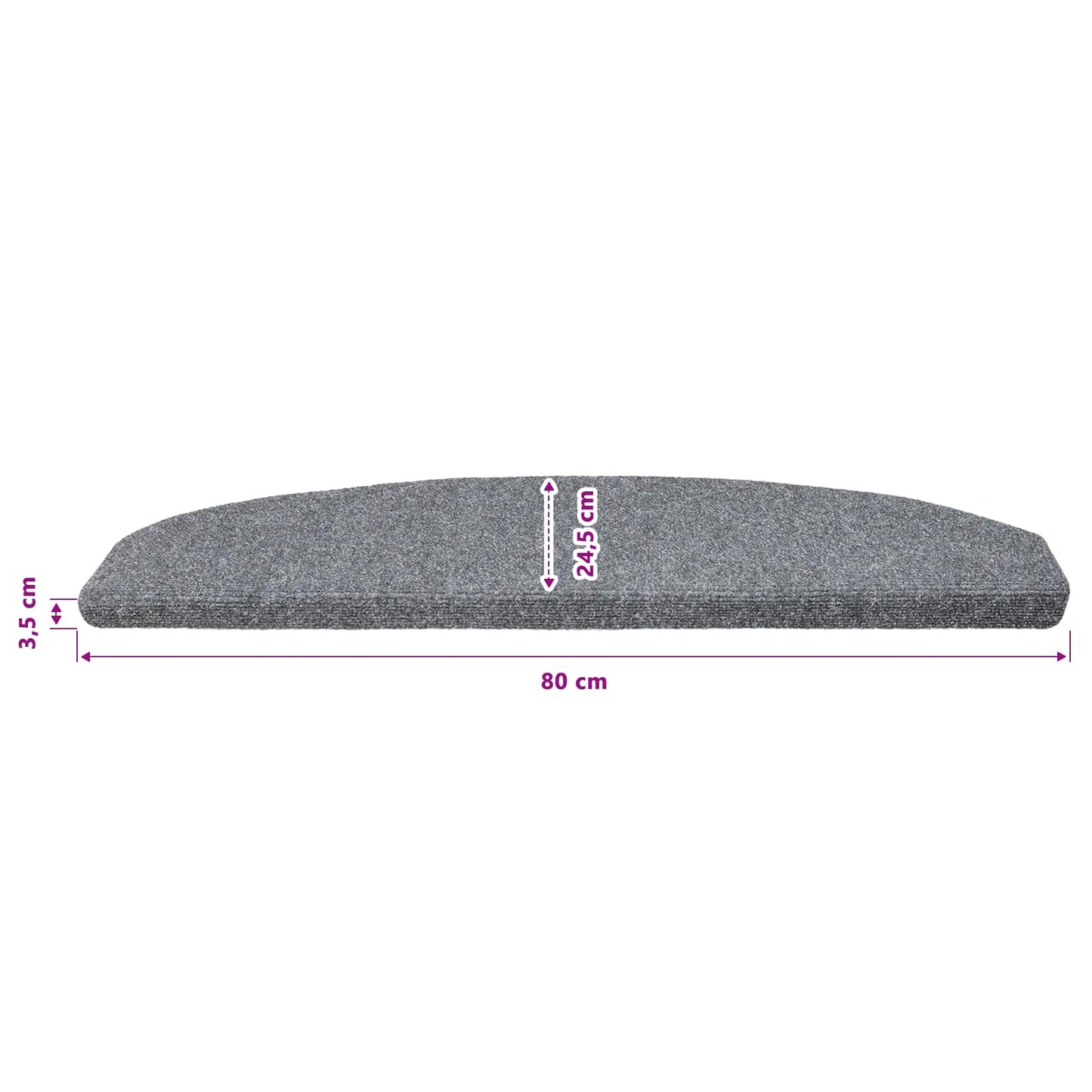 Selvlimende trappematter 15 pcs Lysegrå 80 x 24,5 x 3,5 cm