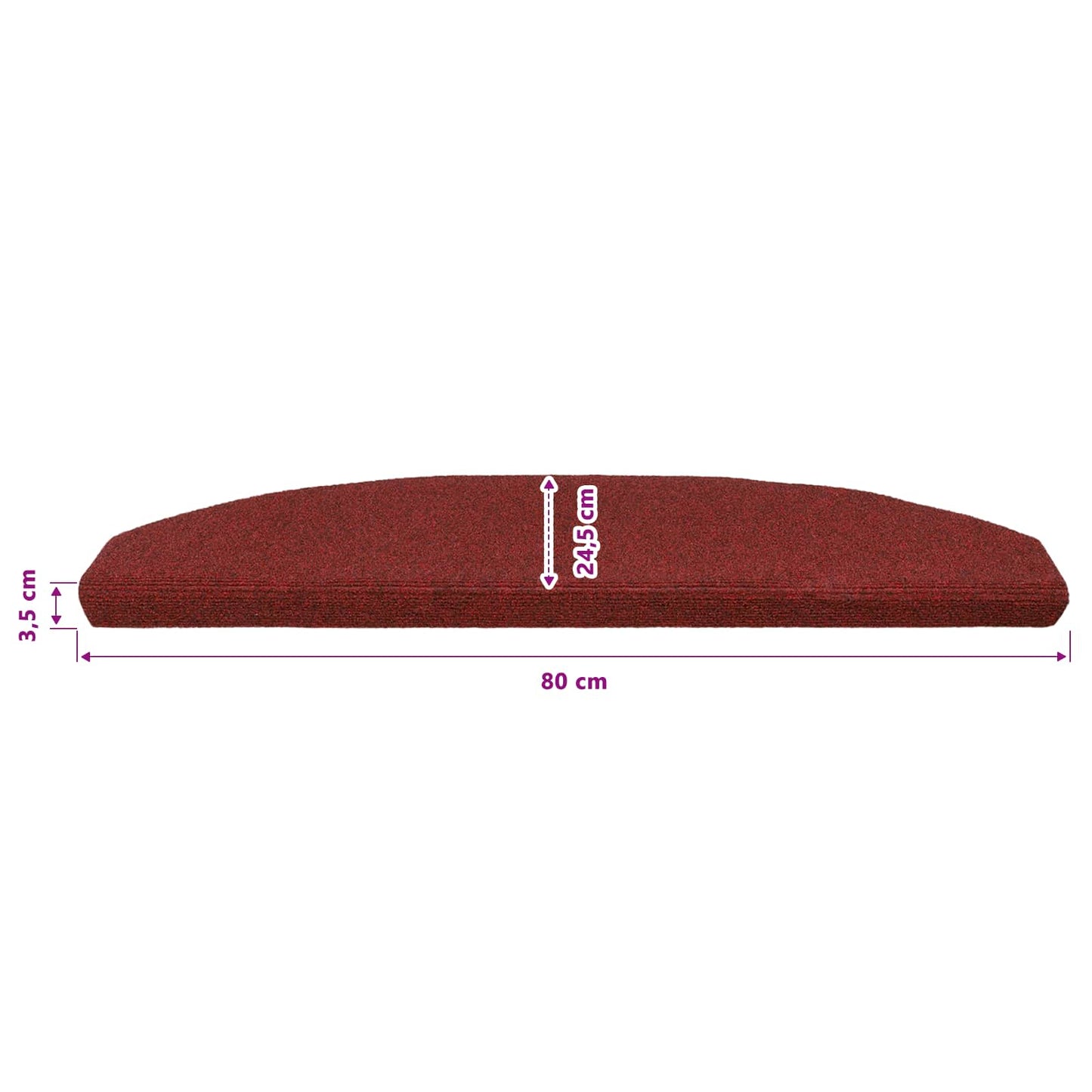 Selvlimende trappematter 15 pcs Bordeaux Rød 80 x 24,5 x 3,5 cm