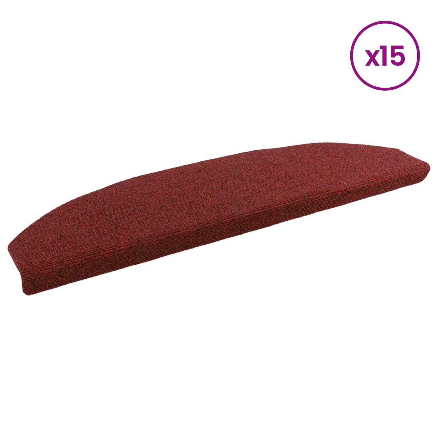 Selvlimende trappematter 15 pcs Bordeaux Rød 80 x 24,5 x 3,5 cm