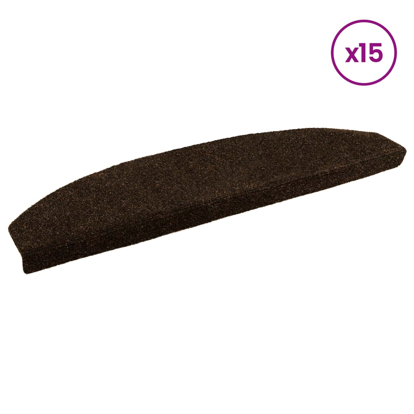 Selvlimende trappematter 15 pcs Brun 80 x 24,5 x 3,5 cm