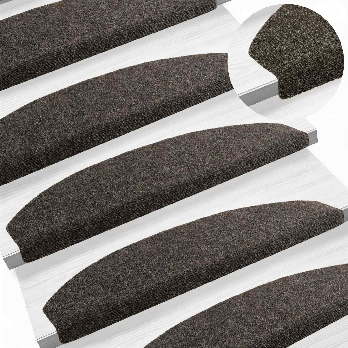 Selvlimende trappematter 15 pcs Antrasitt 80 x 24,5 x 3,5 cm