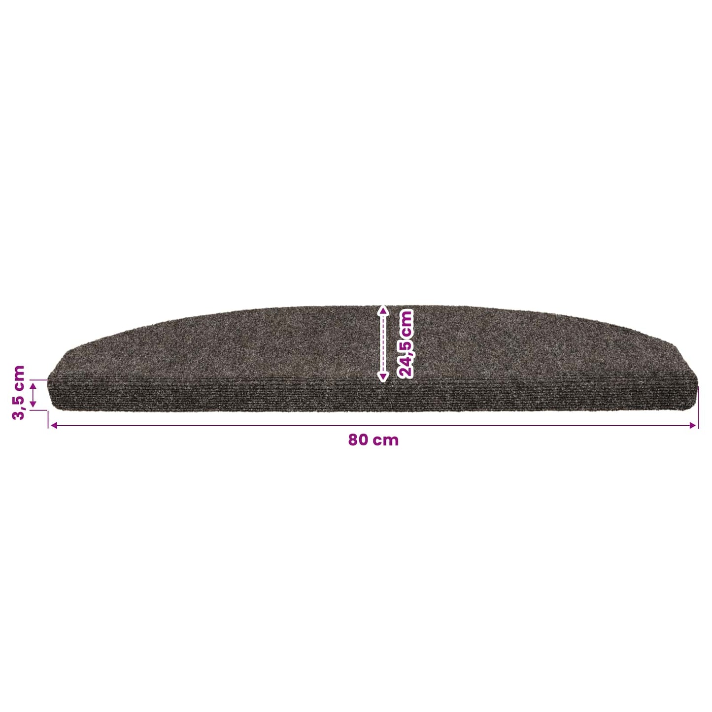 Selvlimende trappematter 15 pcs Antrasitt 80 x 24,5 x 3,5 cm
