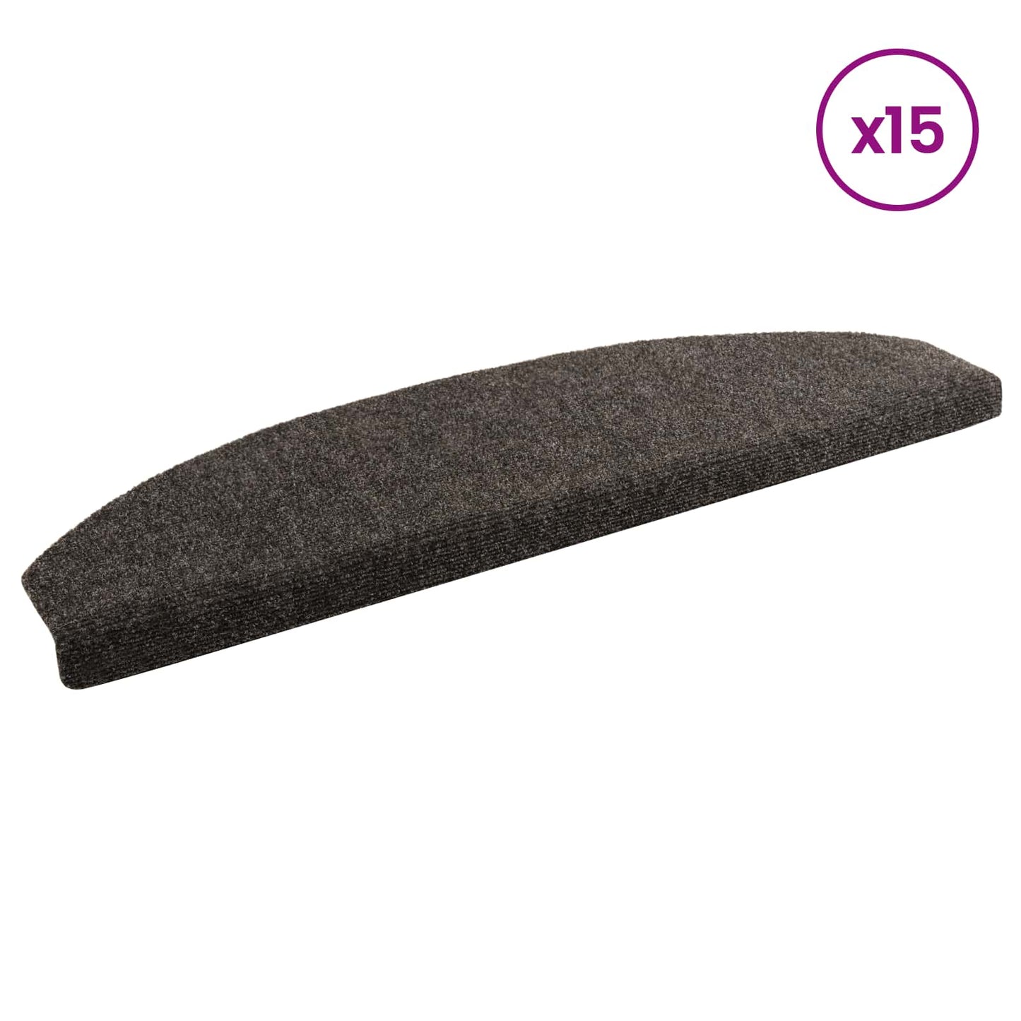 Selvlimende trappematter 15 pcs Antrasitt 80 x 24,5 x 3,5 cm