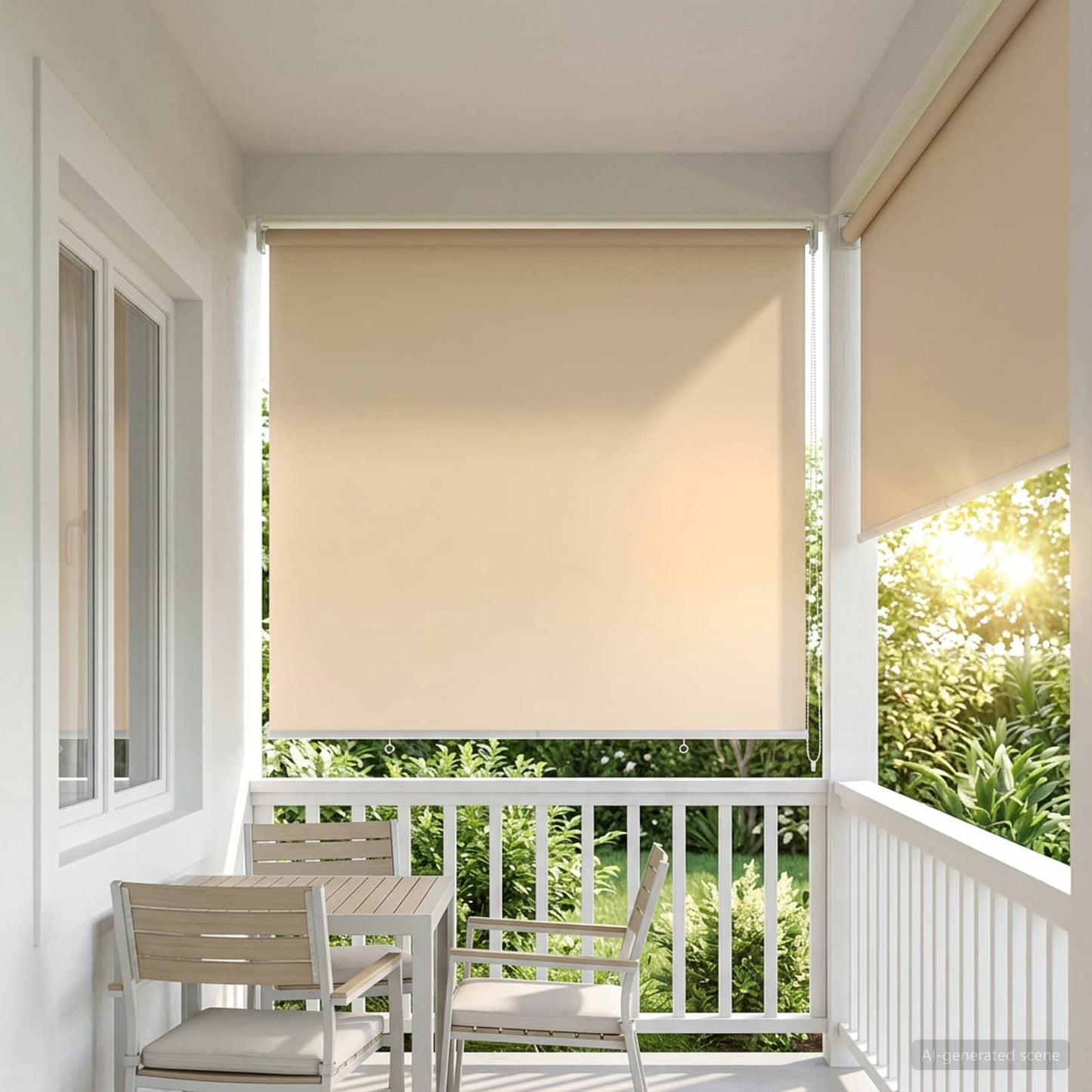 Rullegardin UV-beskyttelse Beige 140 x 140 cm Polyester