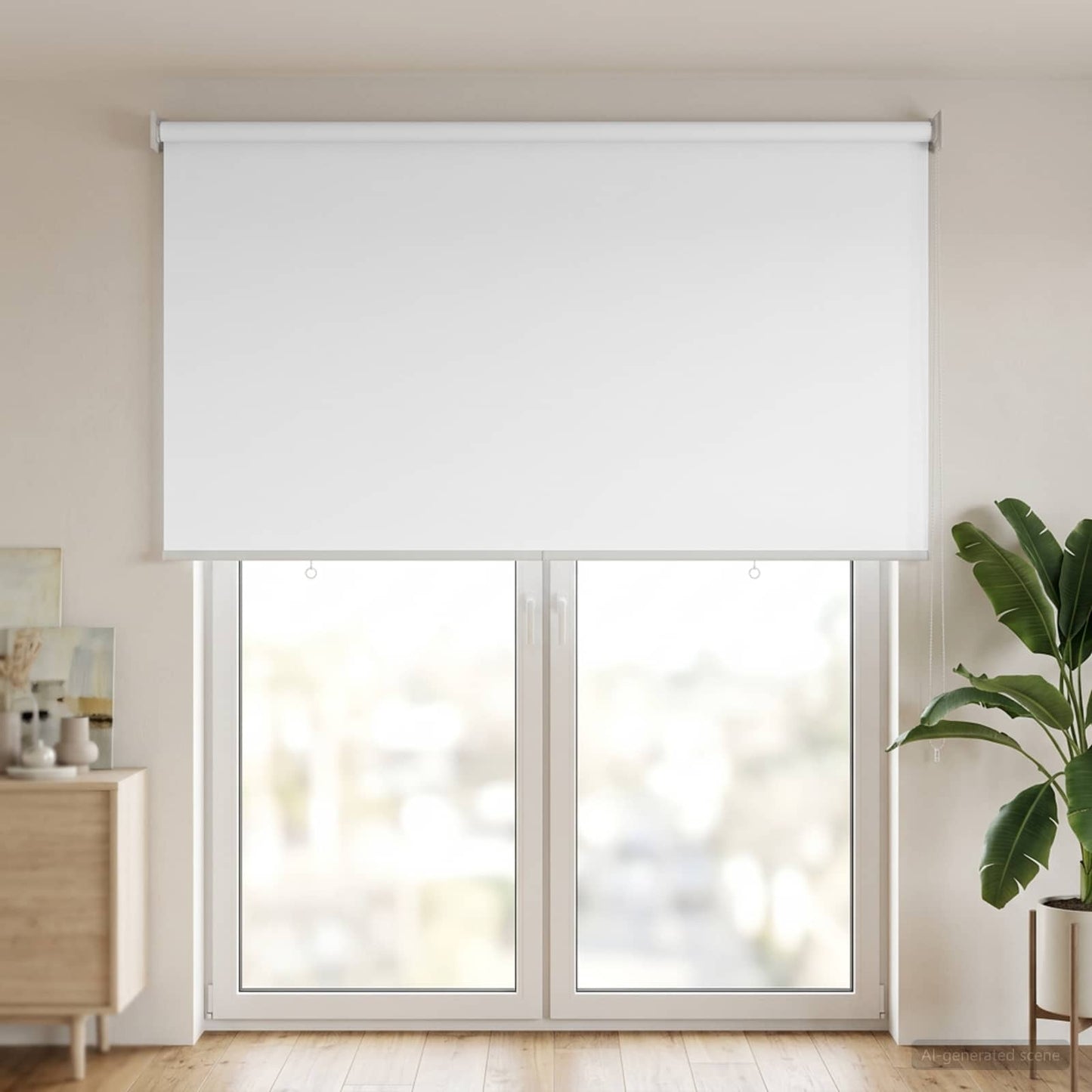 Rullegardin UV-beskyttelse Hvit 140 x 230 cm Polyester