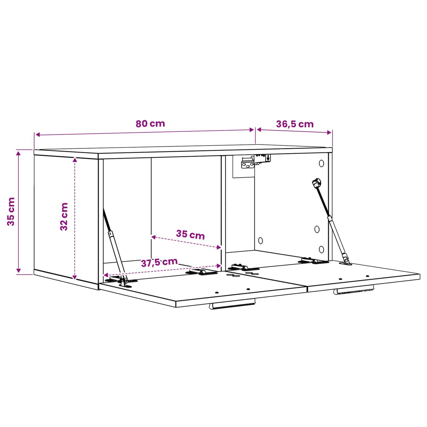 Veggskap Veggmontert Gammelt tre 80 x 36,5 x 35 cm