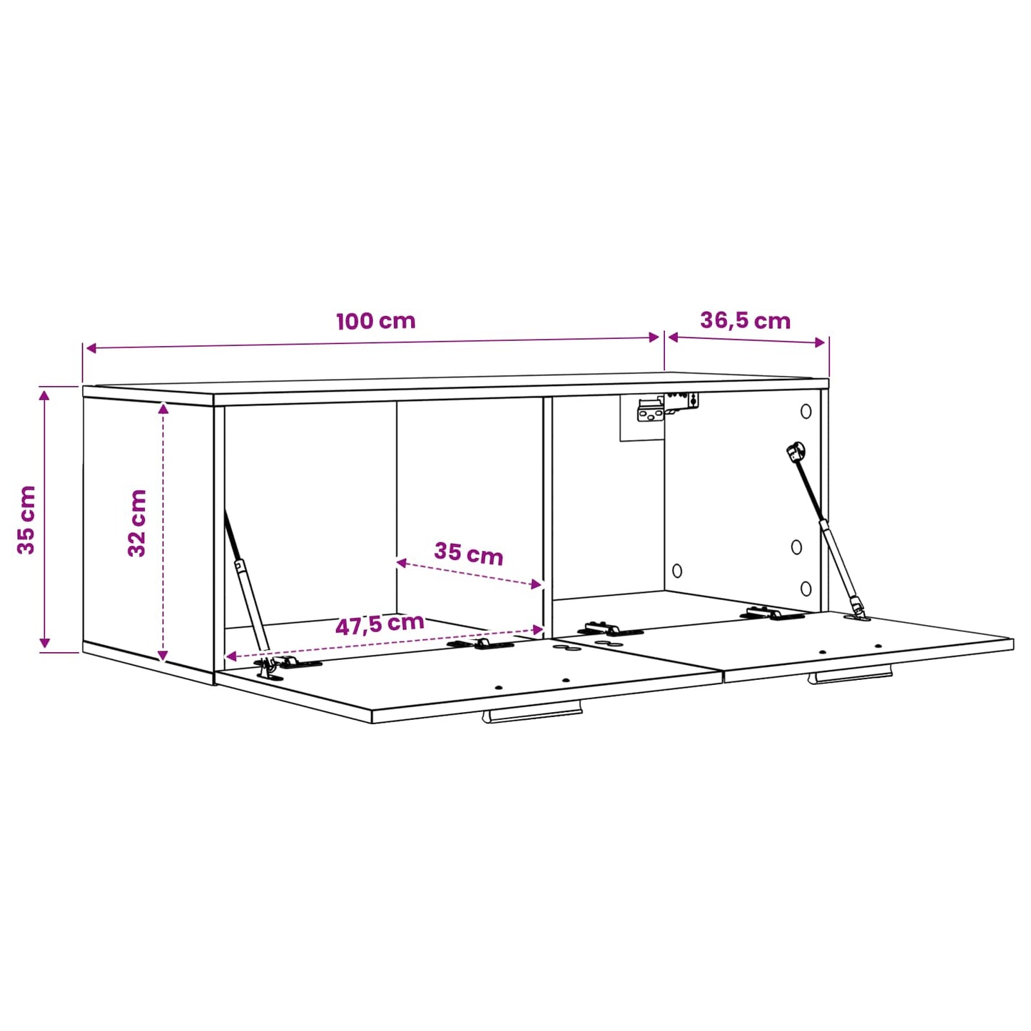 Veggskap Svart eik 100 x 36,5 x 35 cm Konstruert tre