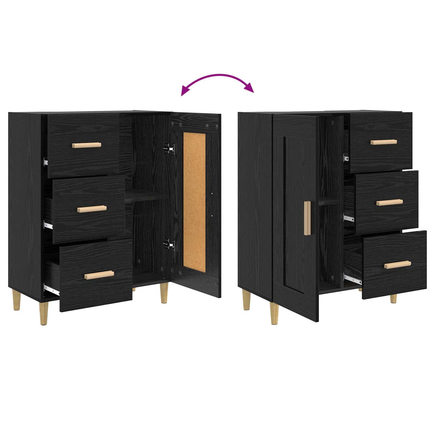 Serviesskap Svart eik 69,5 x 34 x 90 cm Konstruert tre