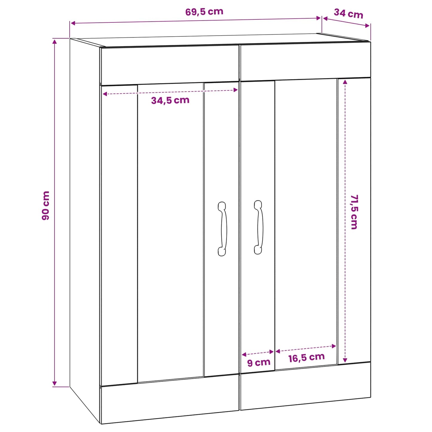 Veggskap Gammelt tre 69,5 x 34 x 90 cm Konstruert tre