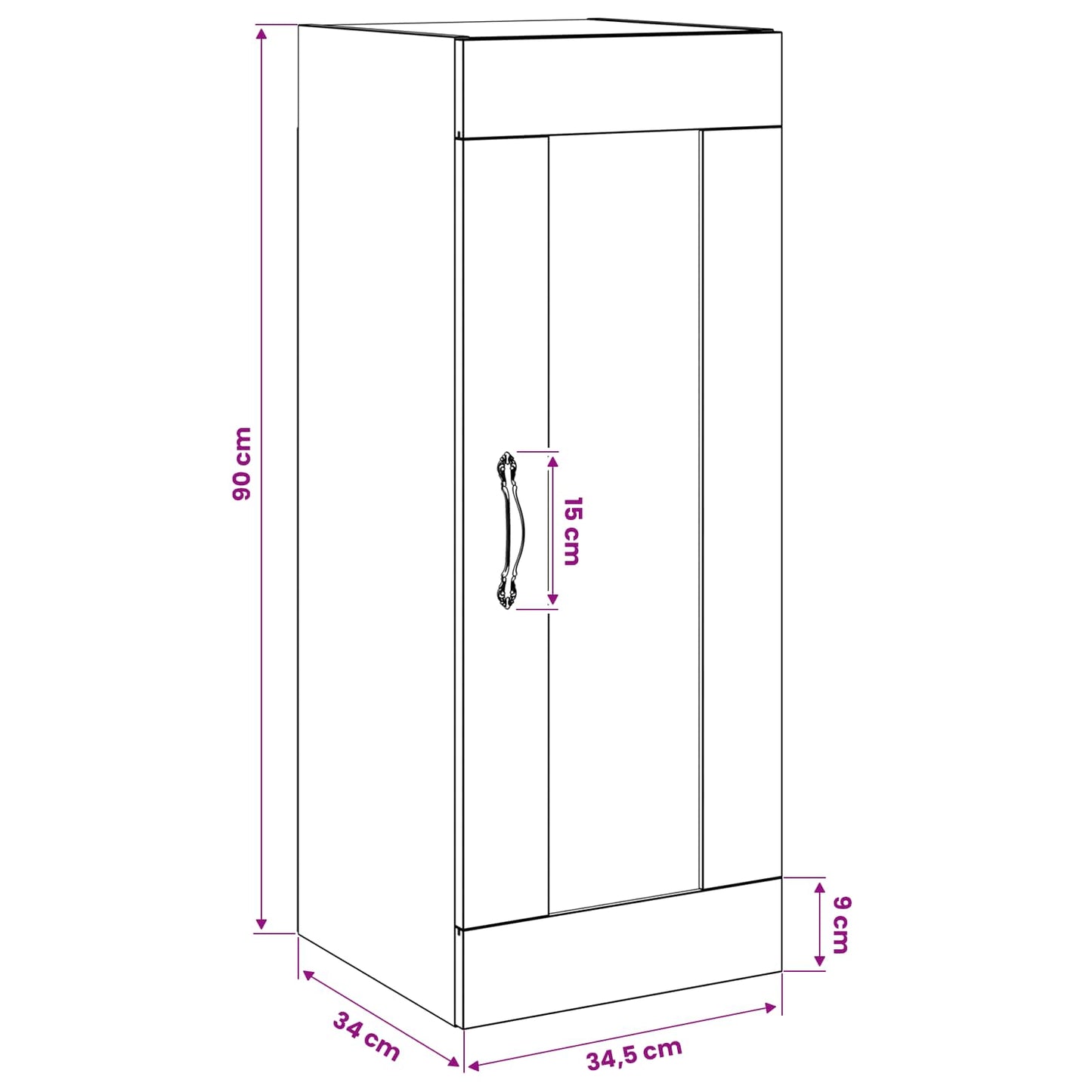 Veggskap Gammelt tre 34,5 x 34 x 90 cm Konstruert tre