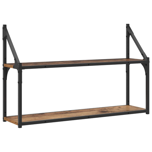 Vegghylle Veggmontert Gammelt tre 80 x 21 x 51 cm metall PB