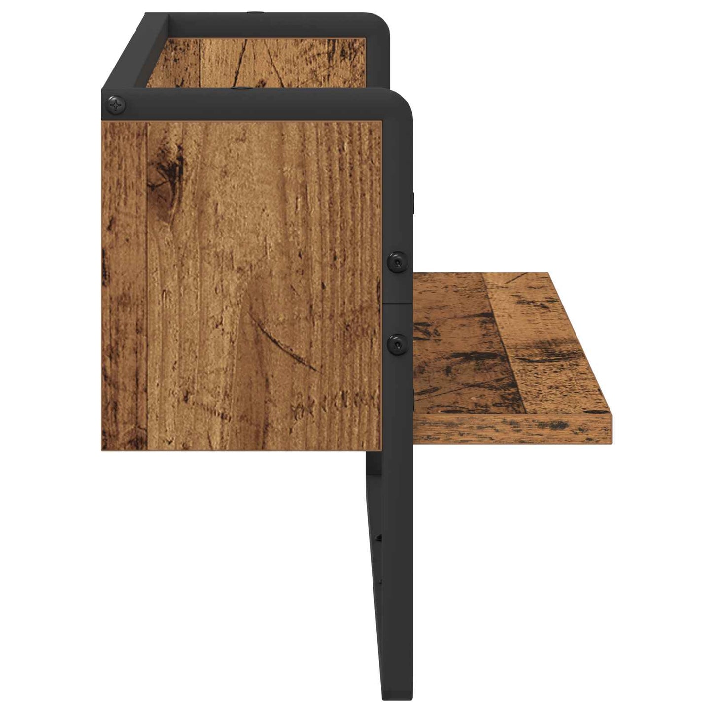 Vegghylle Veggmontert Gammelt tre 65 x 25 x 30 cm metall PB