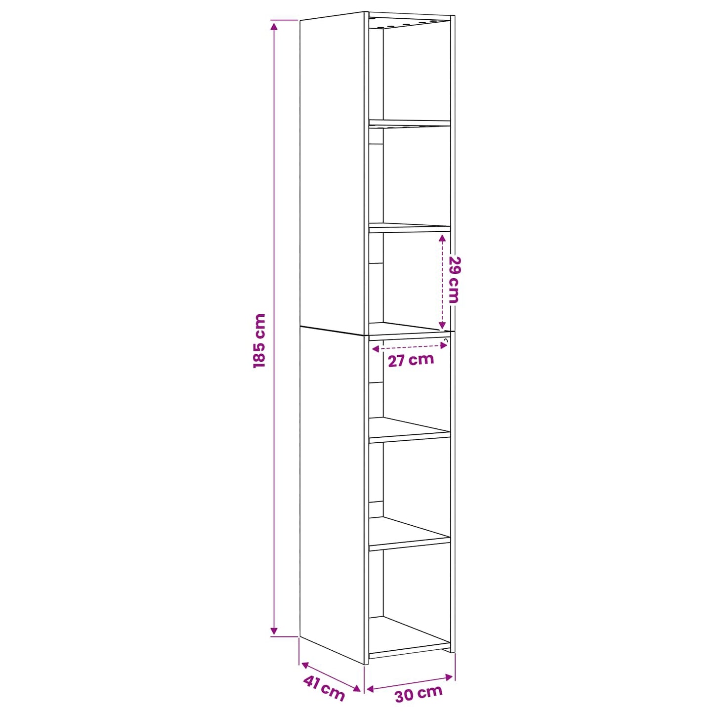 Høyskap Gammelt tre 30 x 41 x 185 cm Konstruert tre
