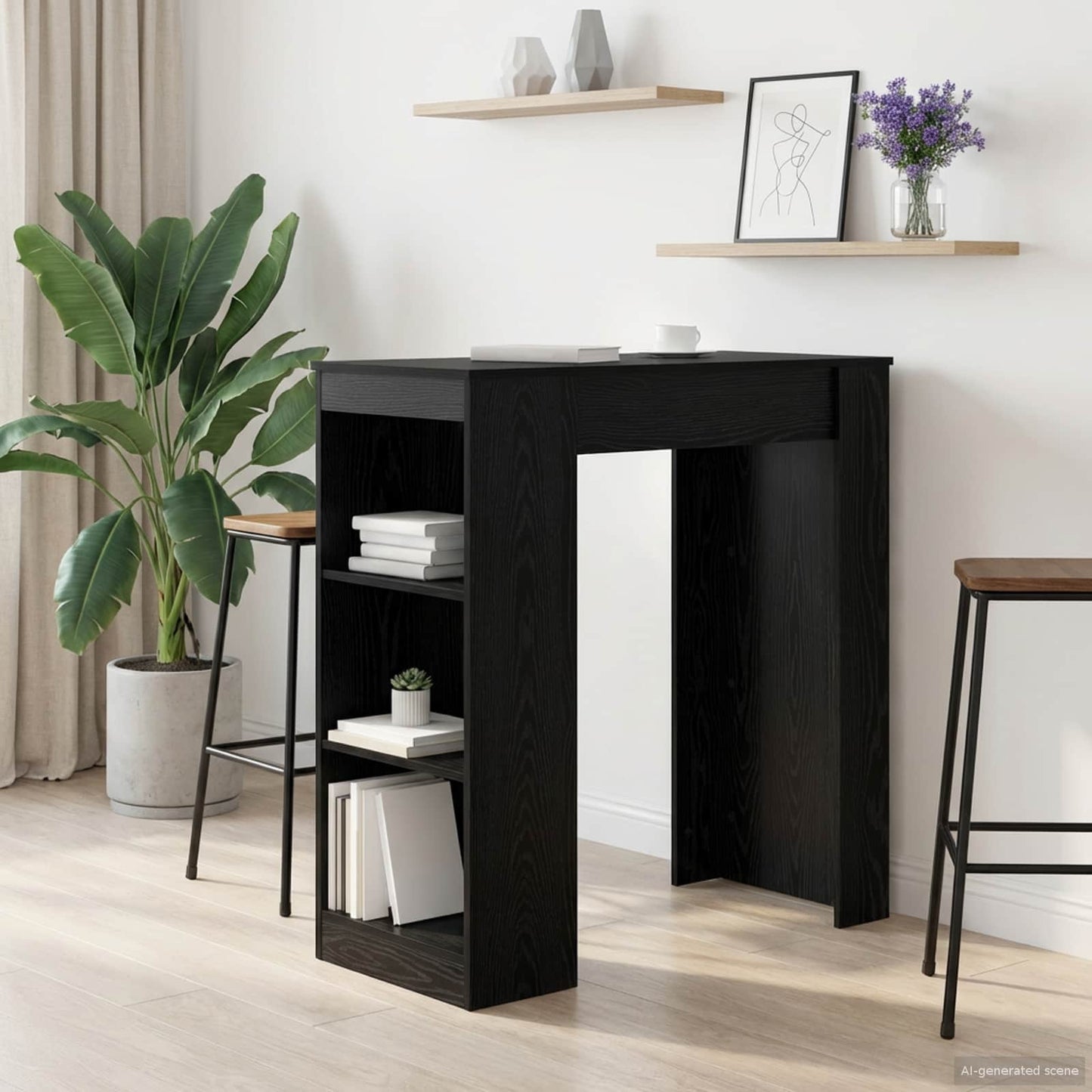 Barbord 95 x 47 x 103,5 cm Konstruert tre Svart eik