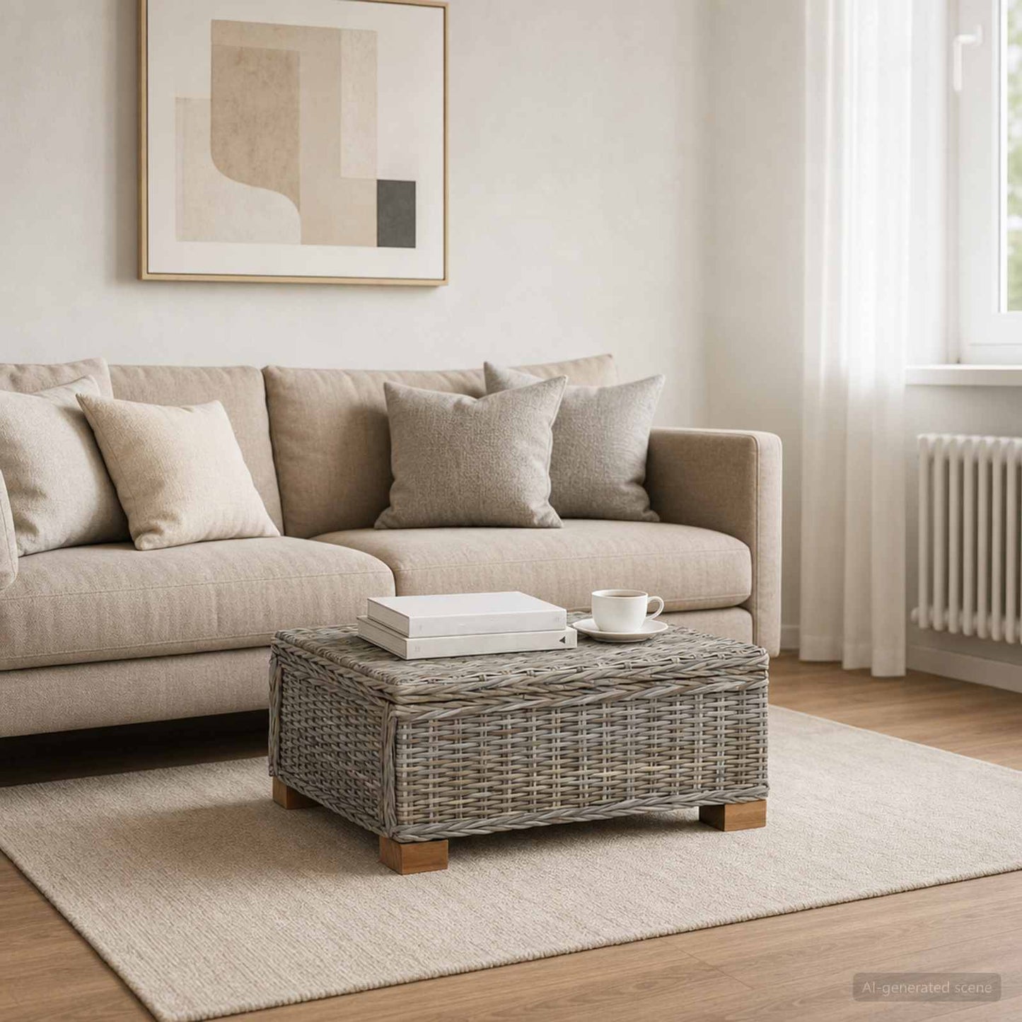 Kaffebord GENDT Naturlig Rattan Kubu Grå 67 x 60 x 30 cm