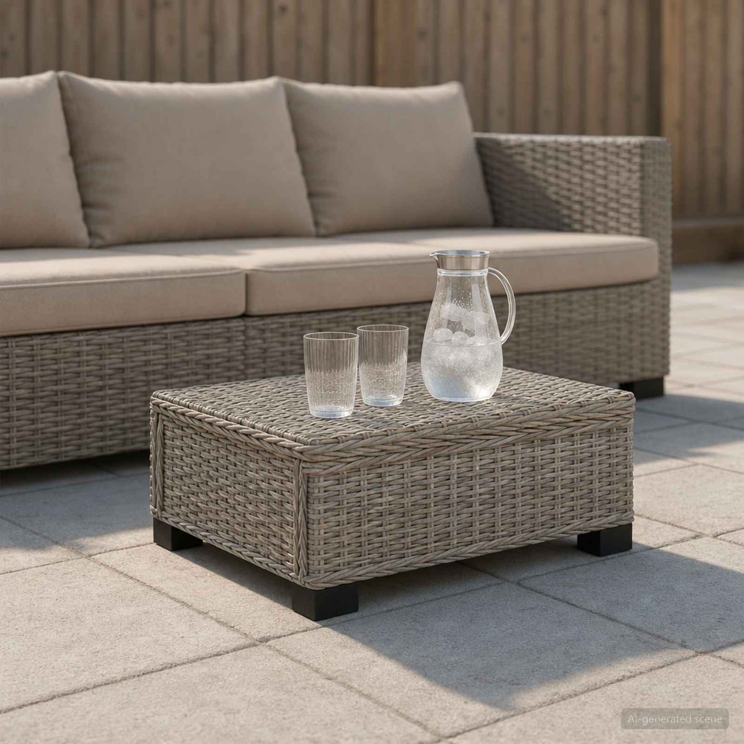 Kaffebord GENDT Naturlig Rattan Kubu Grå 67 x 60 x 30 cm