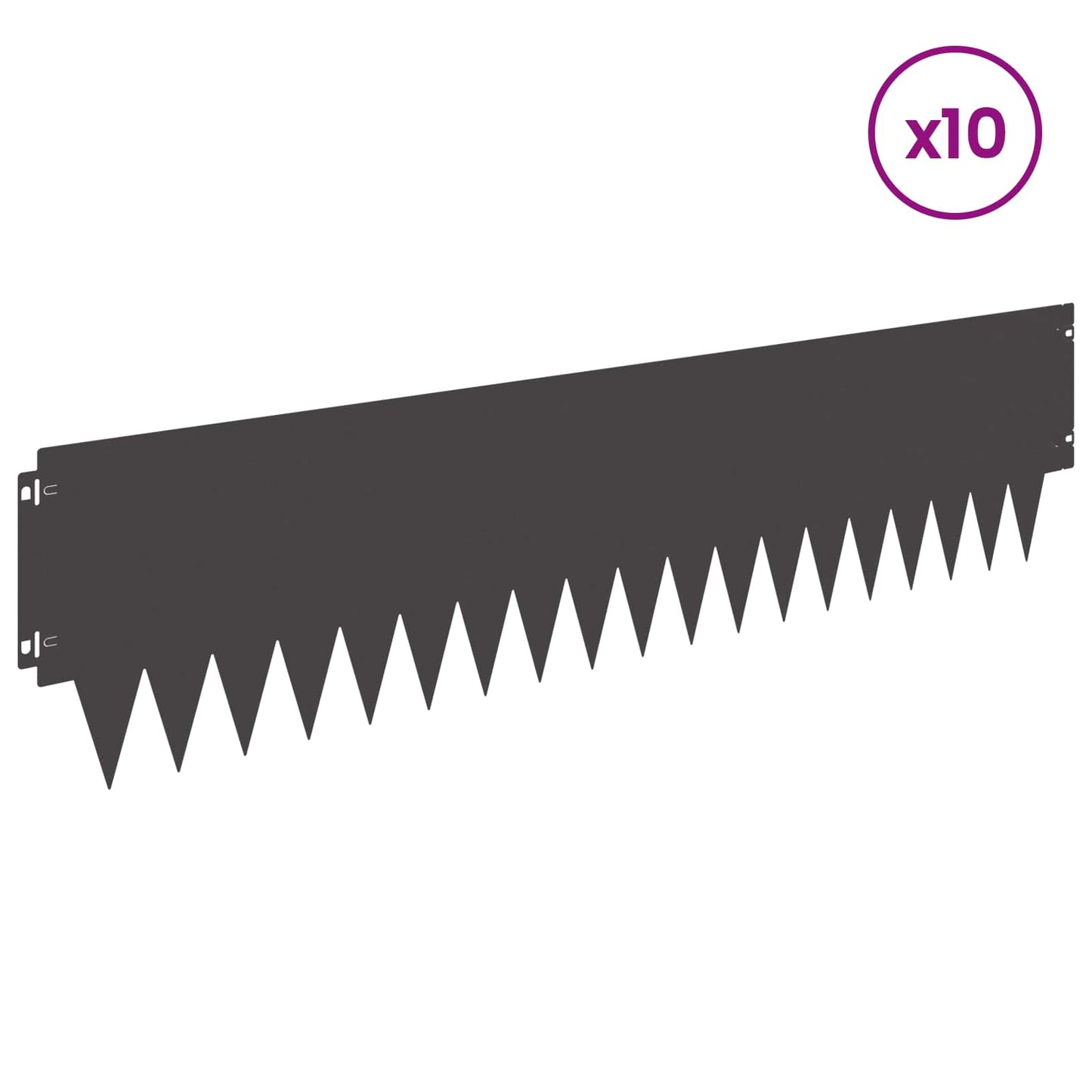 Gjerdekant 10 pcs 103 x 25 cm metall Svart