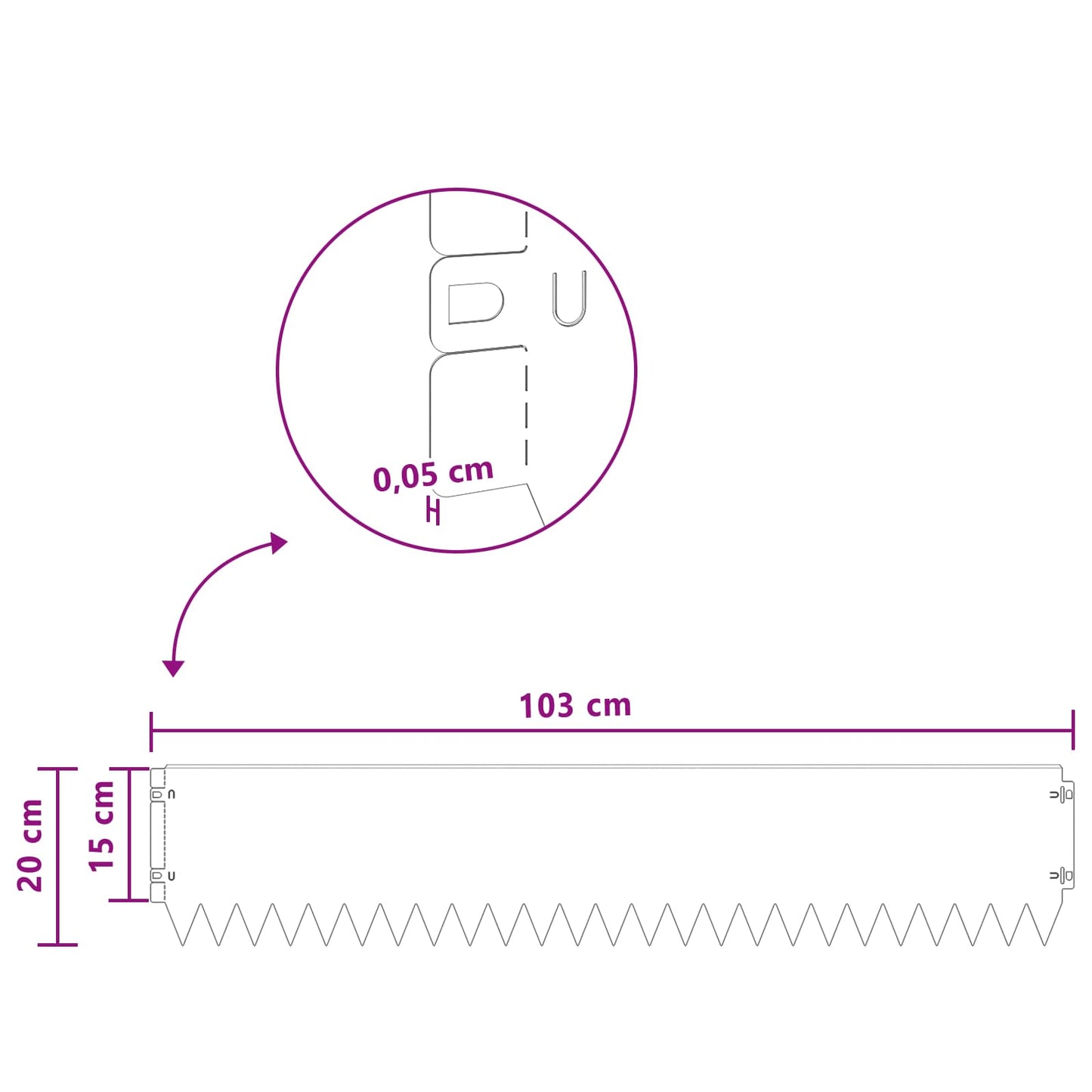 Gjerdekant 30 pcs 103 x 20 cm Stål Sølv
